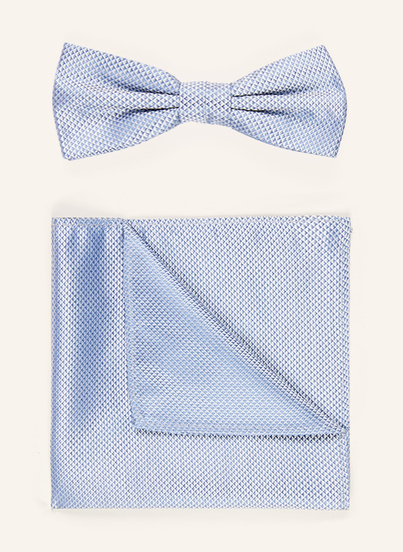 Prince BOWTIE Set: Fliege und Einstecktuch: HELLBLAU / BLAU