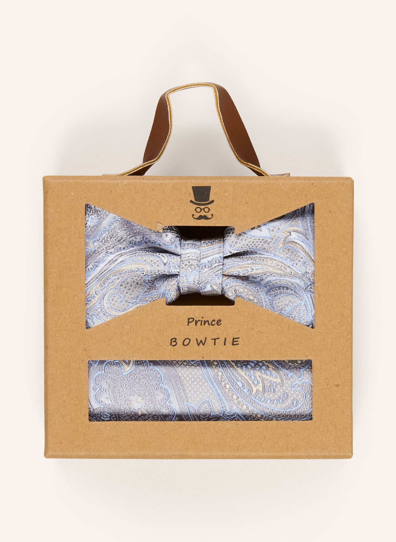 Prince BOWTIE Set: Fliege und Einstecktuch: HELLGRAU / HELLBLAU