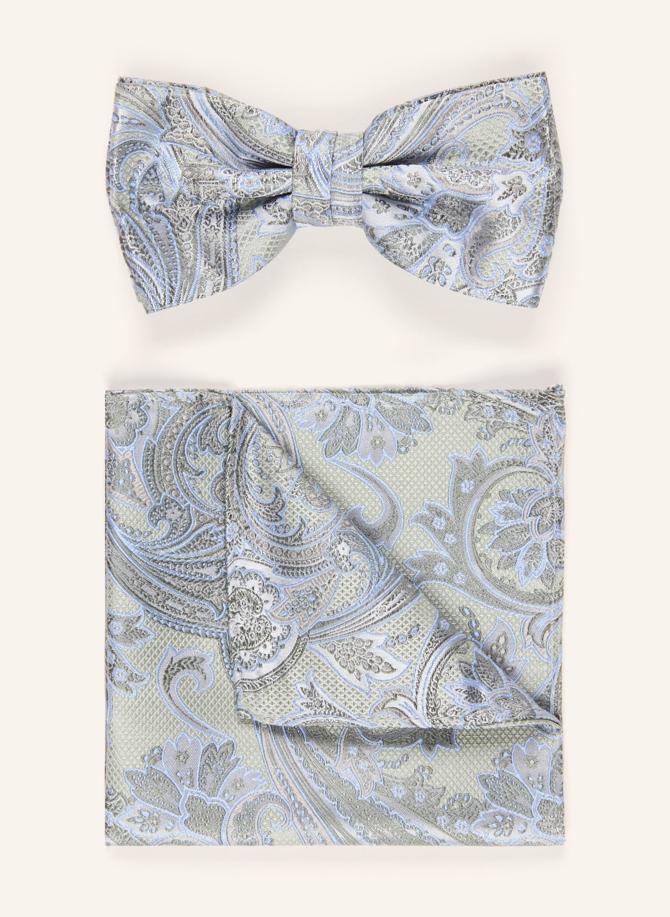 Prince BOWTIE Set: Fliege und Einstecktuch: KHAKI / HELLBLAU