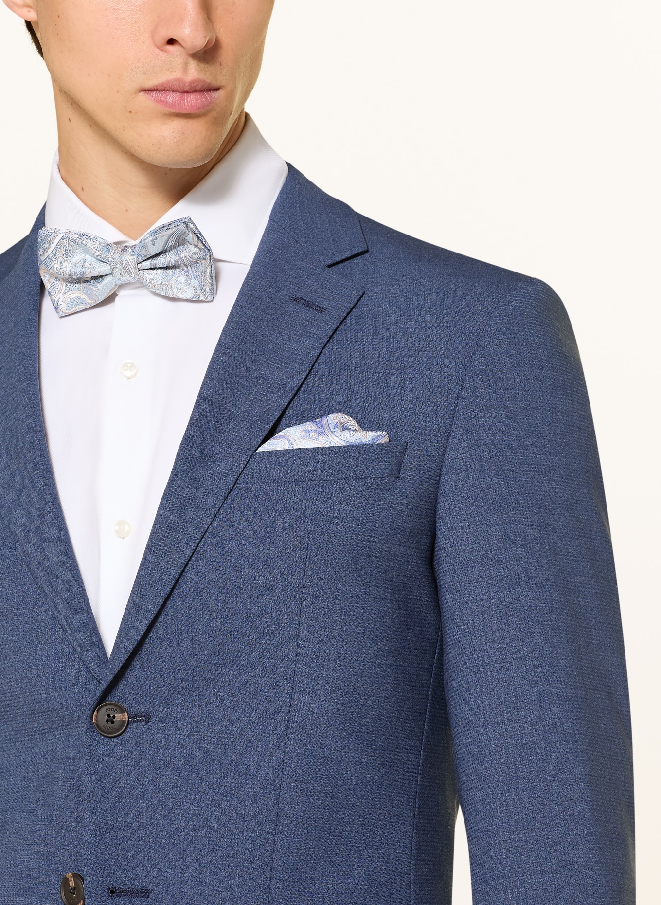 Prince BOWTIE Set: Fliege und Einstecktuch: HELLBLAU / CREME / BLAU