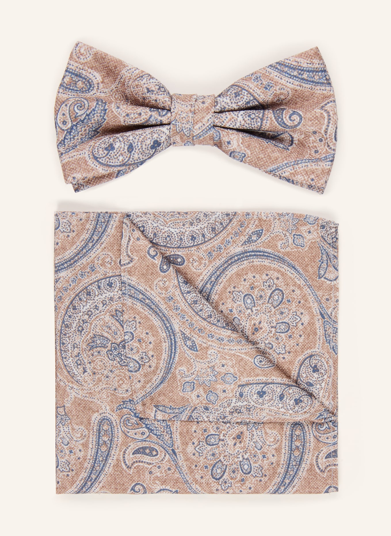 Prince BOWTIE Zestaw: muszka i poszetka: BEŻOWY / GRANATOWY / BIAŁY