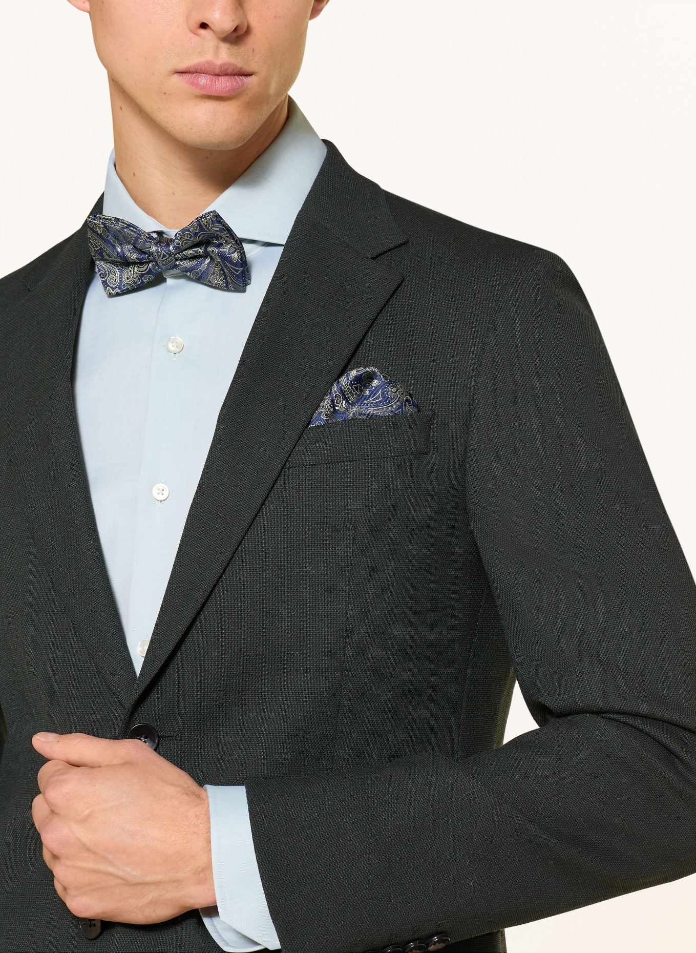 Prince BOWTIE Set: Fliege und Einstecktuch: DUNKELBLAU / KHAKI