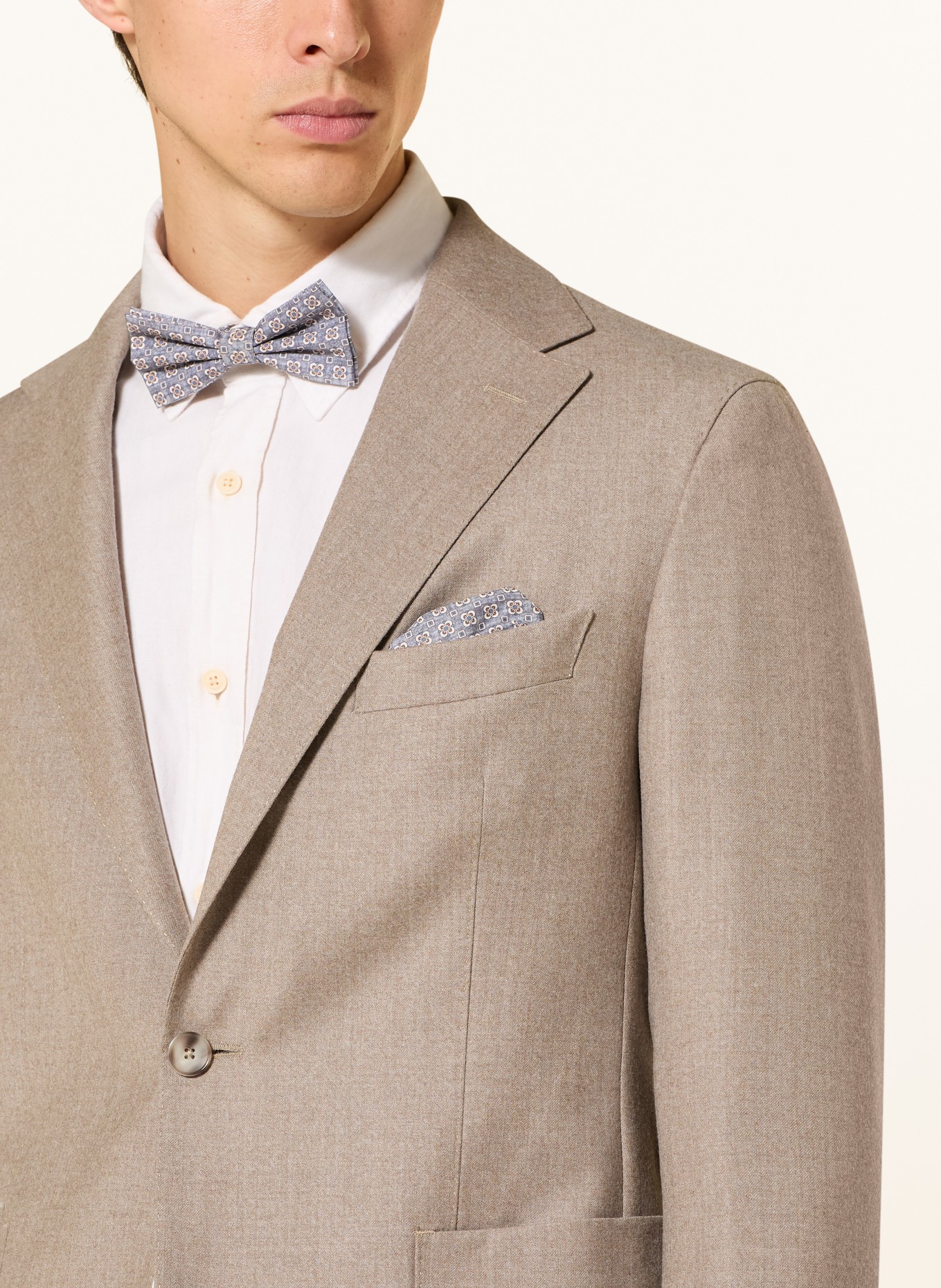 Prince BOWTIE Set: Fliege und Einstecktuch: GRAU / BRAUN / HELLBLAU