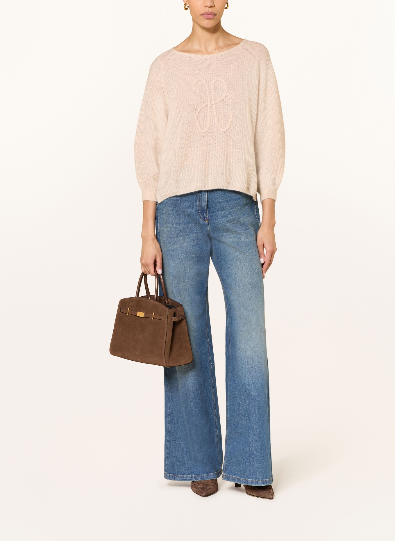 HEMISPHERE Pullover mit Cashmere und 3/4-Arm: BEIGE