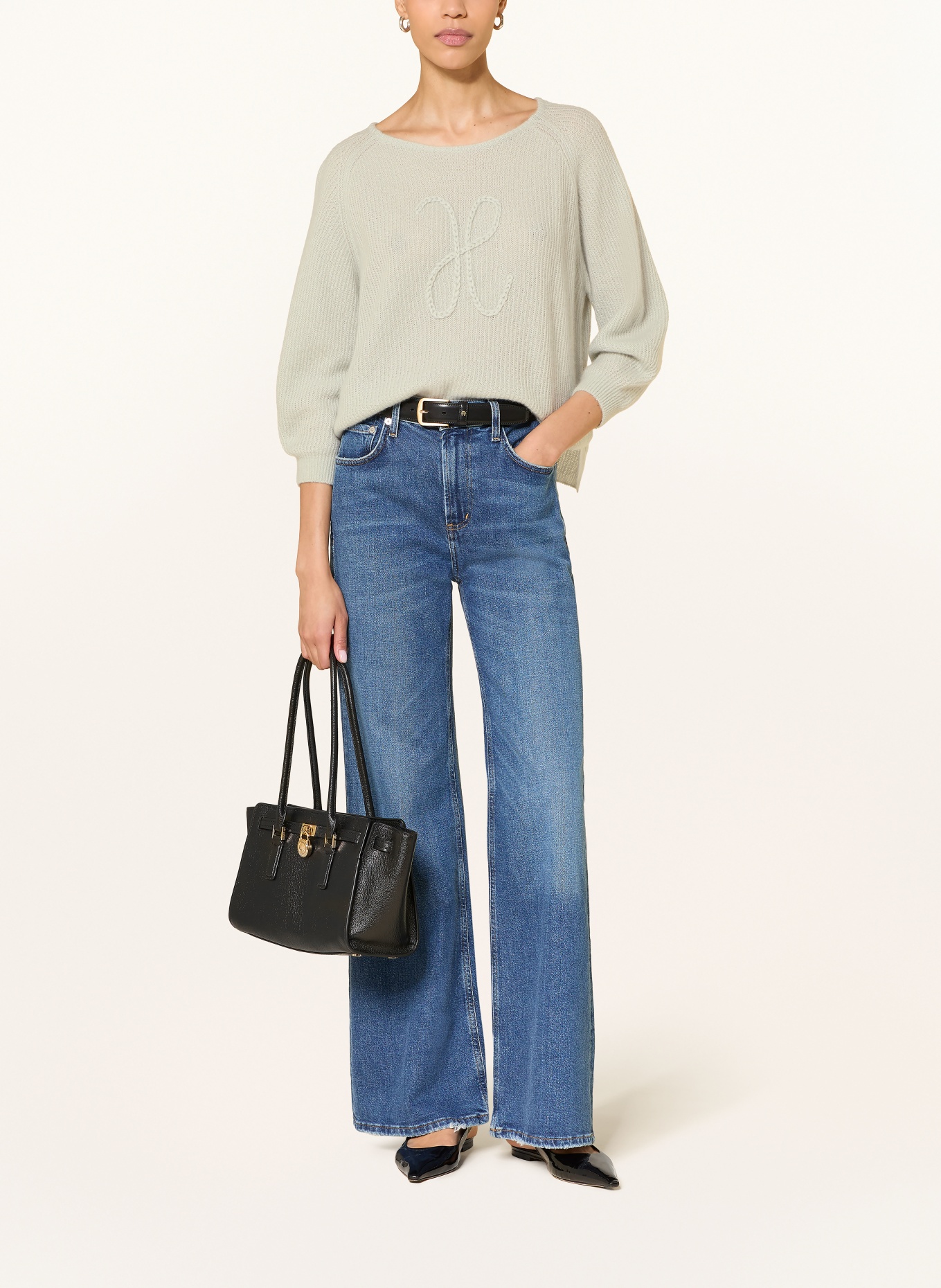 HEMISPHERE Pullover mit Cashmere und 3/4-Arm: MINT