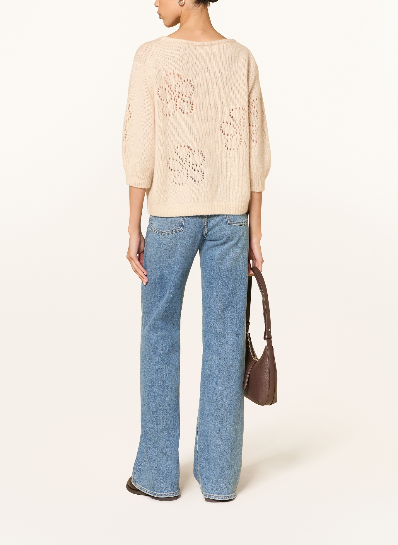 HEMISPHERE Sweter z kaszmiru z rękawami 3/4: BEŻOWY