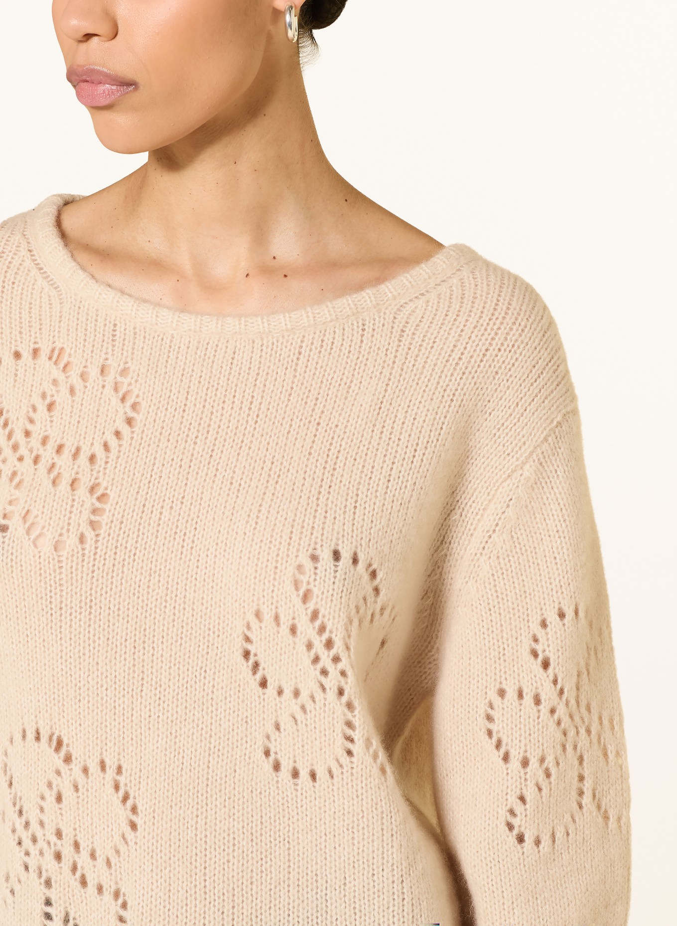 HEMISPHERE Sweter z kaszmiru z rękawami 3/4: BEŻOWY