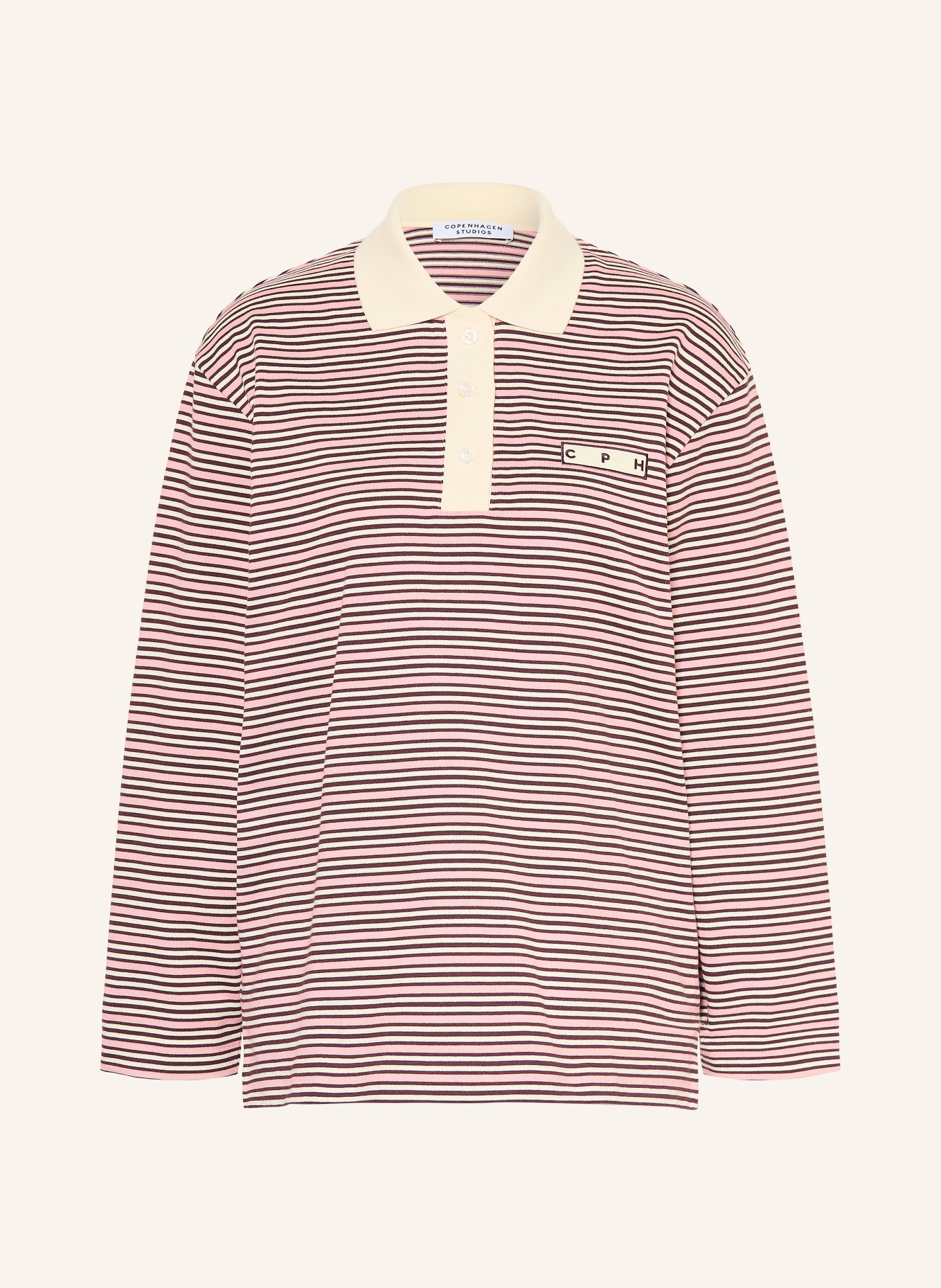 COPENHAGEN STUDIOS Polo en jersey: ROSE / CRÈME / LILAS FONCÉ