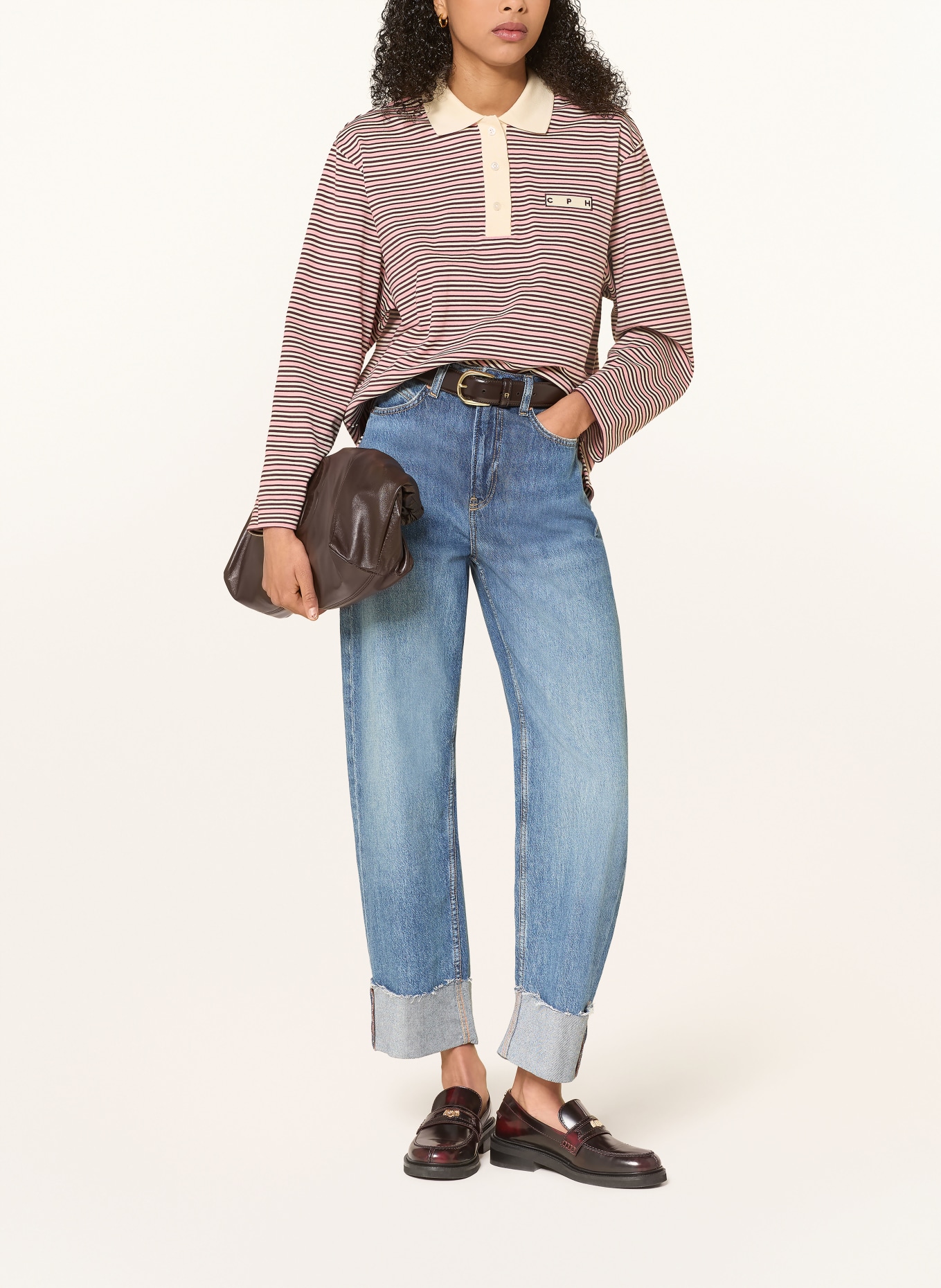 COPENHAGEN STUDIOS Polo en jersey: ROSE / CRÈME / LILAS FONCÉ