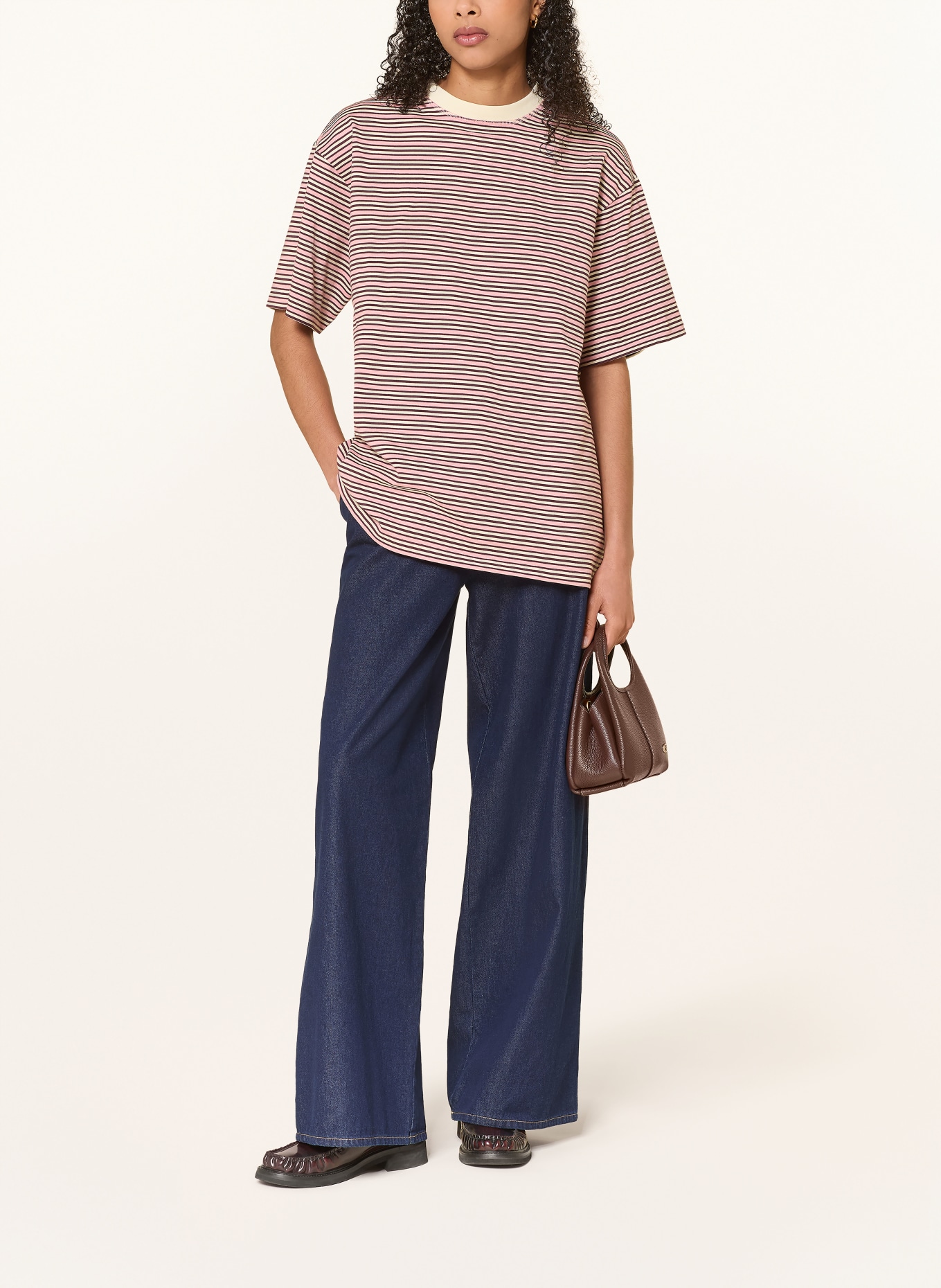 COPENHAGEN STUDIOS Chemise oversize: ROSE / CRÈME / LILAS FONCÉ