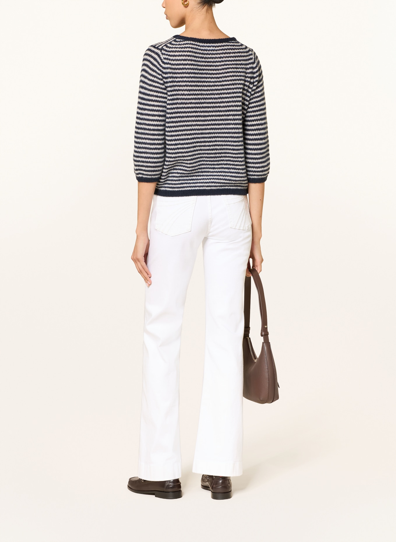 HEMISPHERE Pullover mit Cashmere: DUNKELBLAU / WEISS