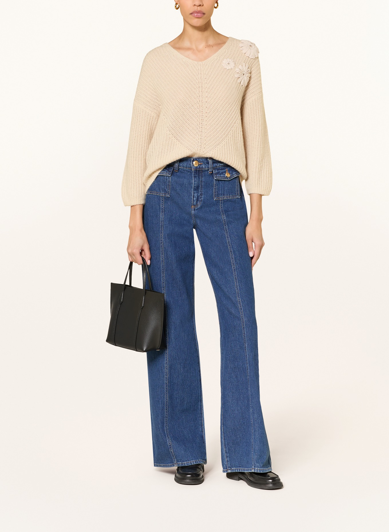 HEMISPHERE Pull en cachemire à manches 3/4: BEIGE