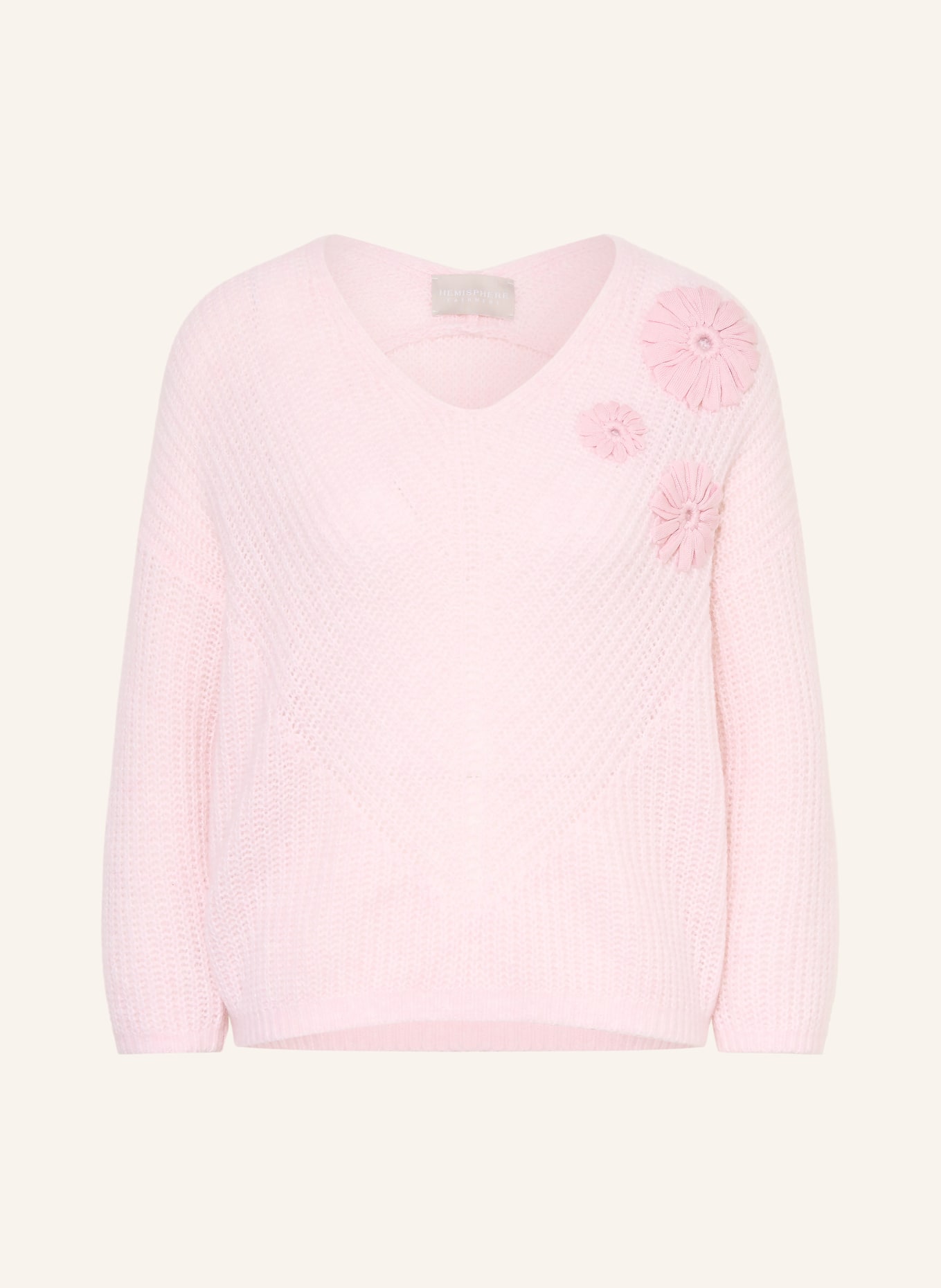 HEMISPHERE Pullover mit Cashmere und 3/4-Arm: ROSA