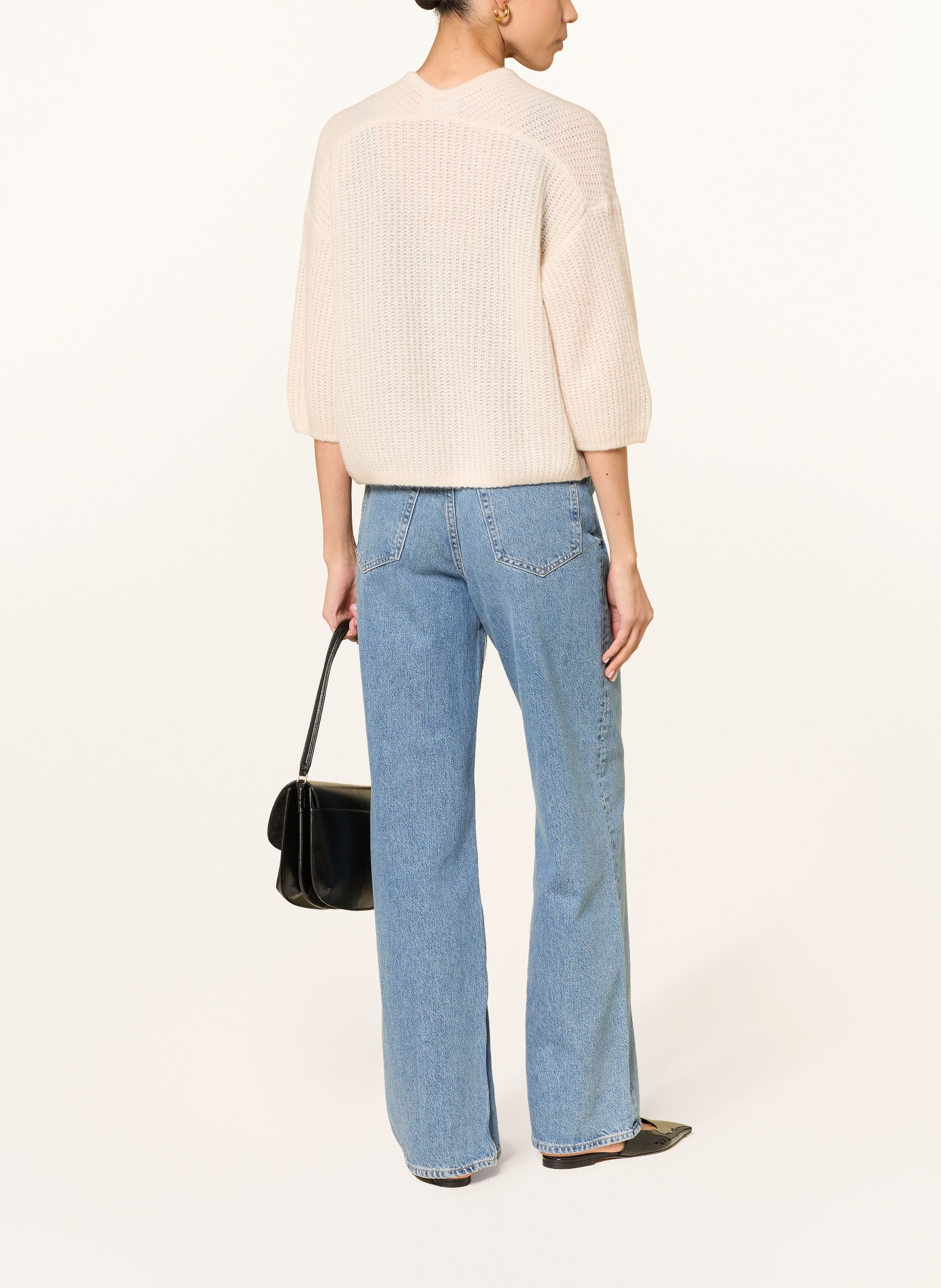 HEMISPHERE Cardigan en cachemire à manches 3/4: BEIGE