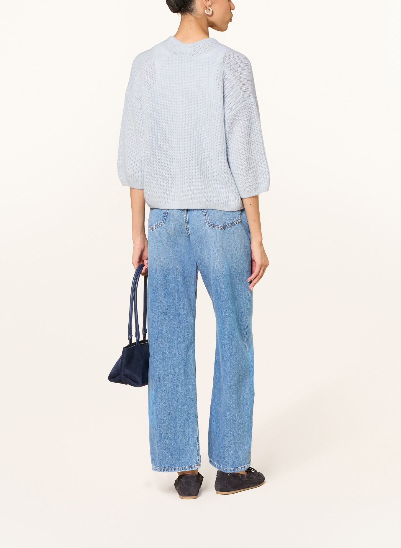 HEMISPHERE Cardigan en cachemire à manches 3/4: BLEU CLAIR