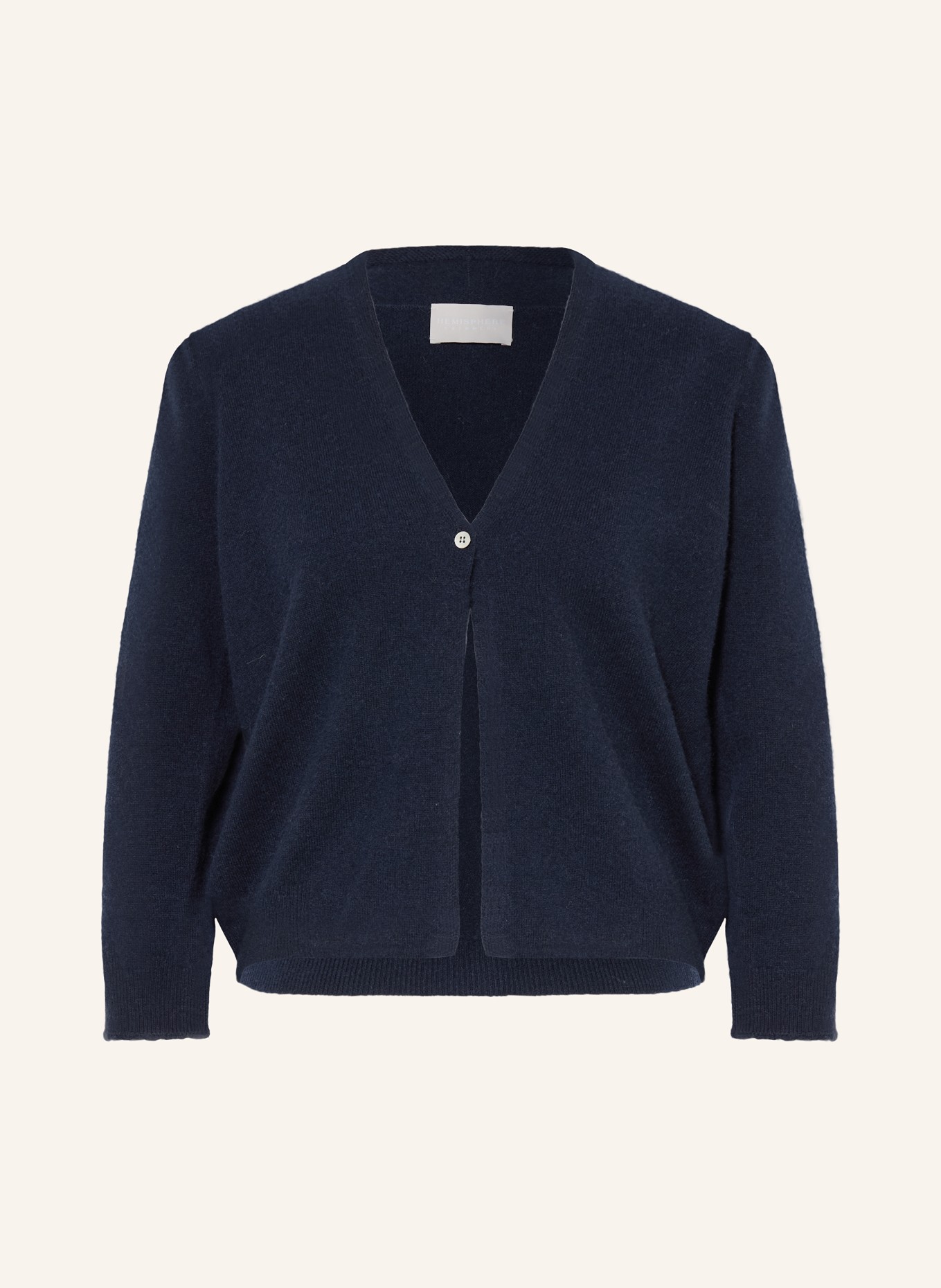 HEMISPHERE Kašmírový svetr s 3/4 rukávy: TMAVĚ MODRÁ