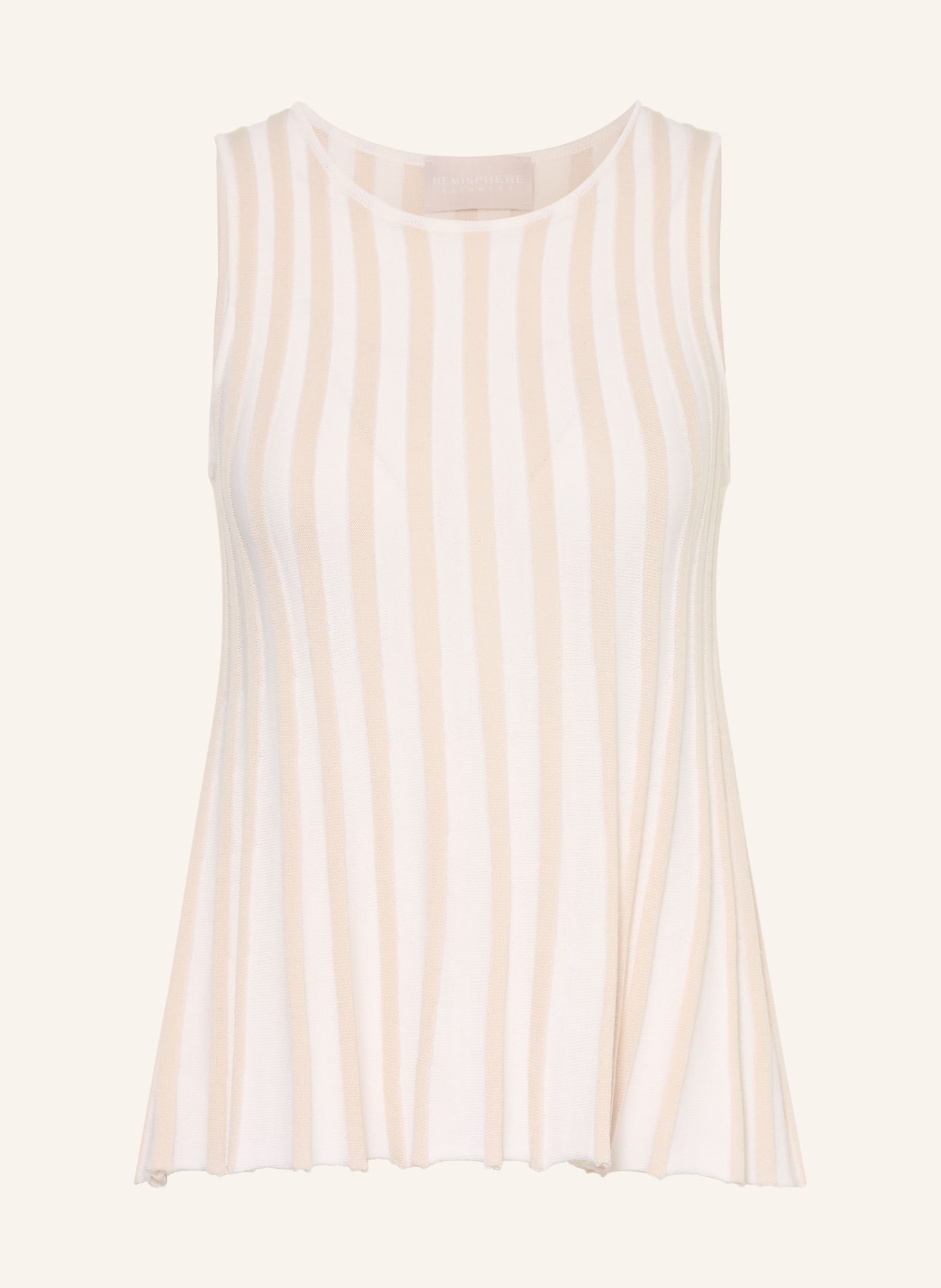 HEMISPHERE Pull en maille de laine mérinos: BEIGE / CRÈME