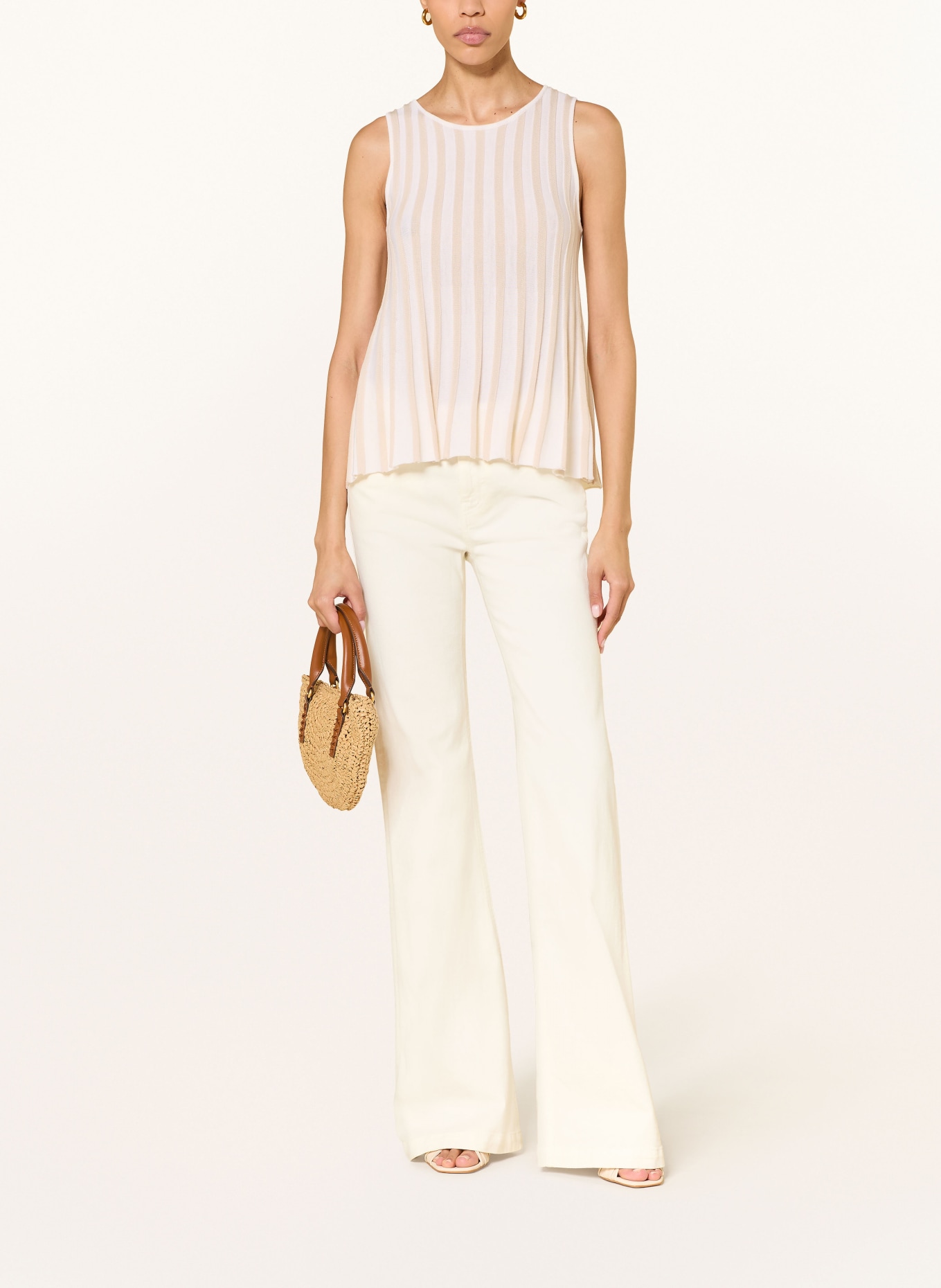 HEMISPHERE Pull en maille de laine mérinos: BEIGE / CRÈME