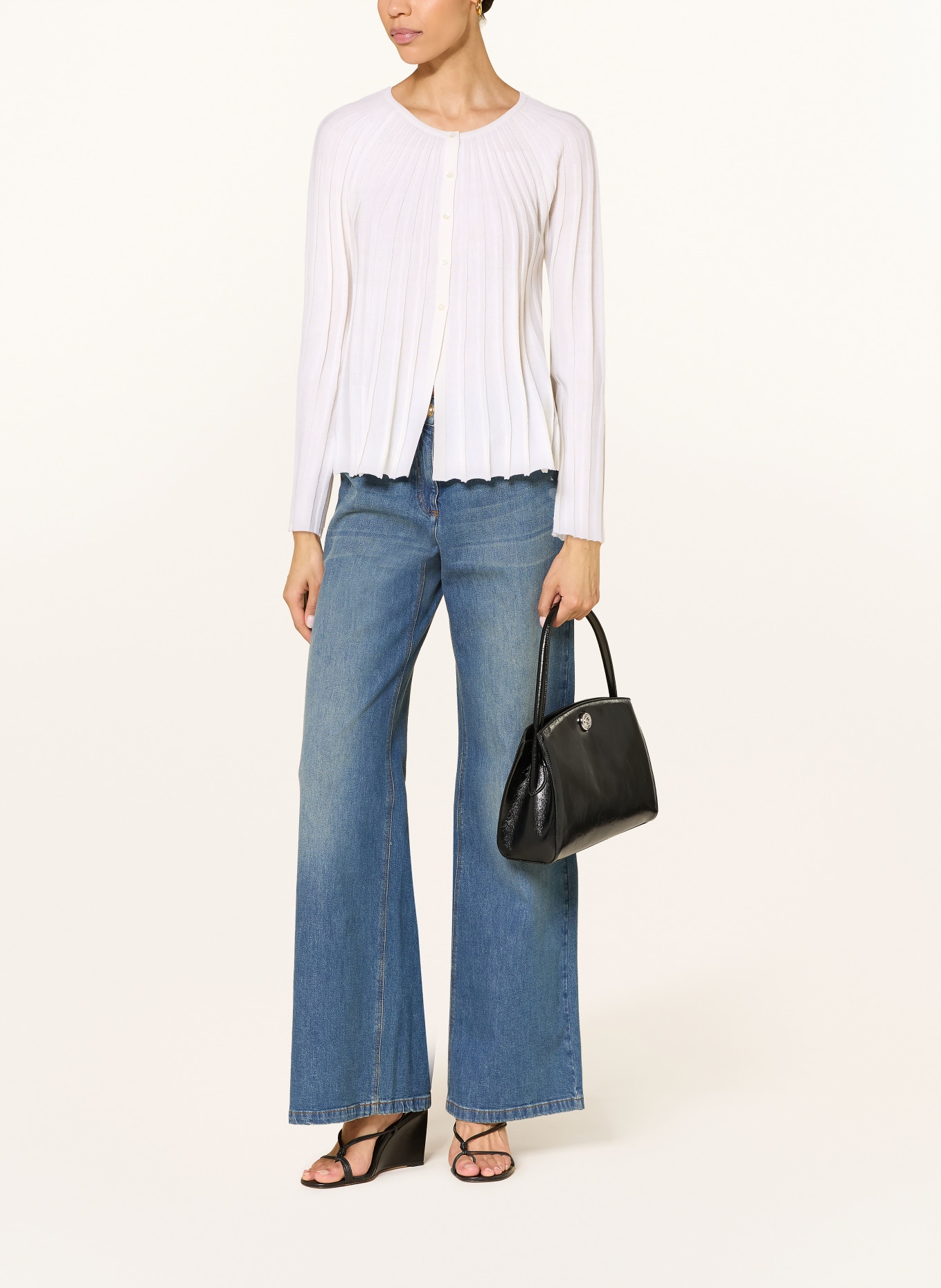 HEMISPHERE Cardigan en laine mérinos: BLANC