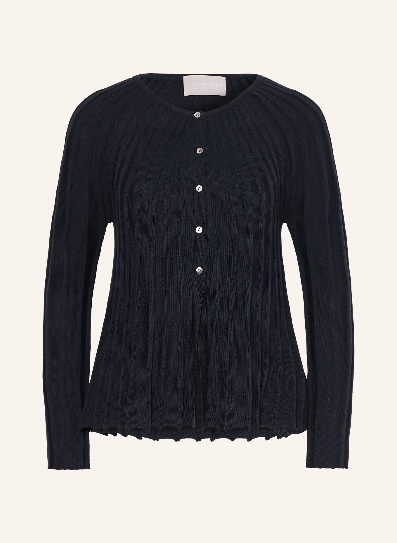 HEMISPHERE Cardigan en laine mérinos: BLEU FONCÉ