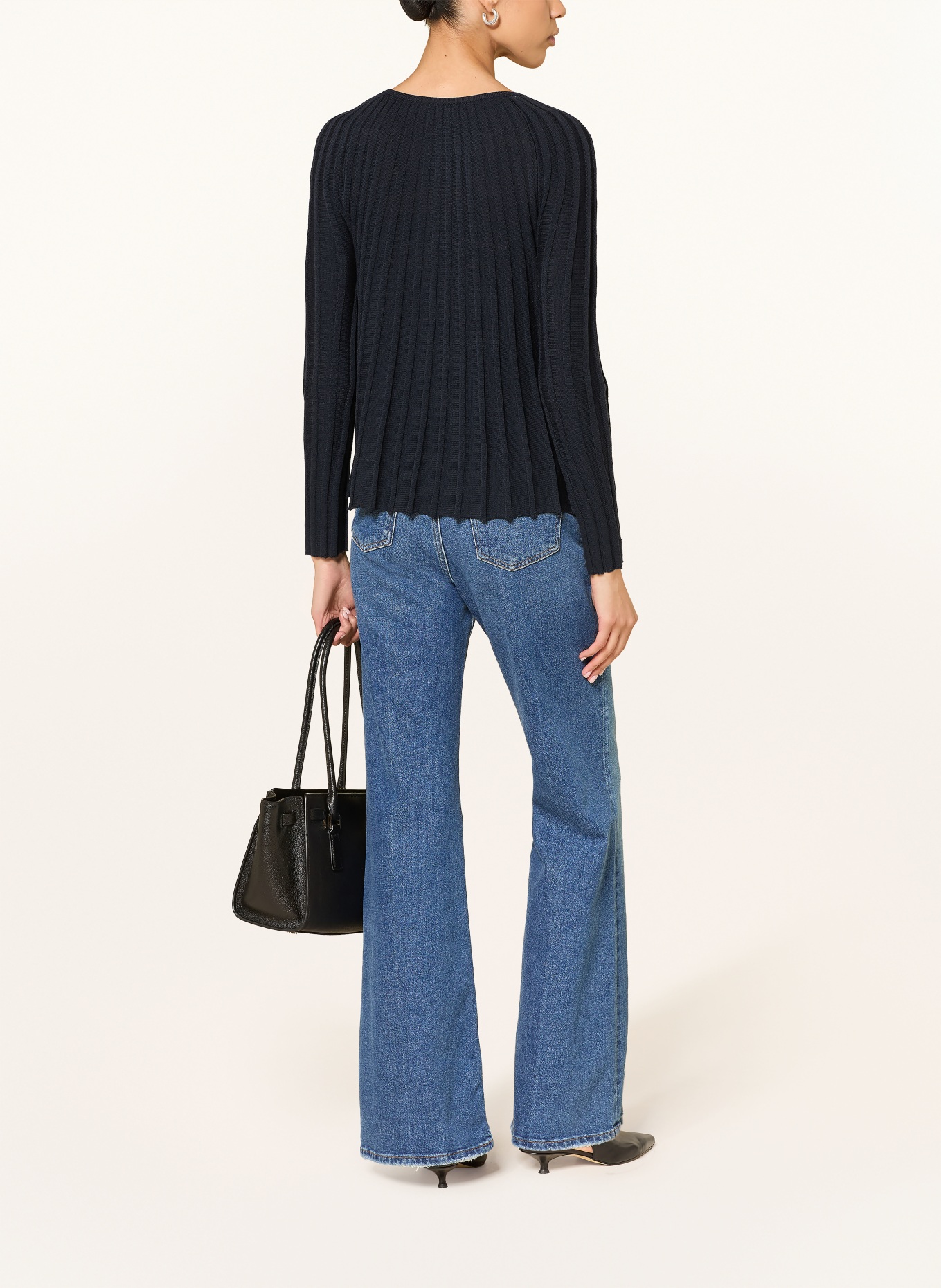 HEMISPHERE Cardigan en laine mérinos: BLEU FONCÉ