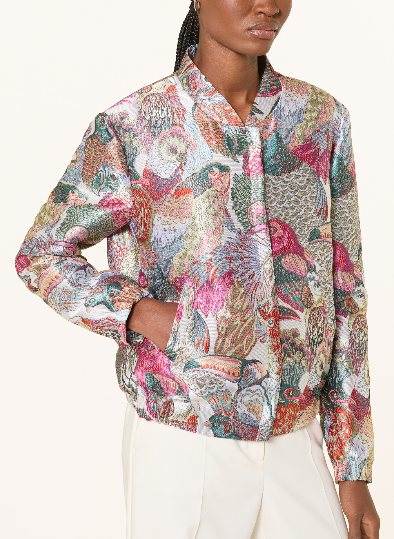 White Label Žakárová bunda: TMAVĚ MODRÁ / RŮŽOVÁ / PETROLEJOVÁ