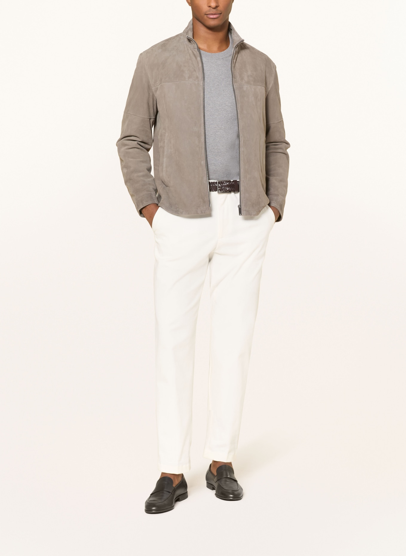 STRELLSON Kožená bunda JIMMY: TMAVĚ ŠEDÁ