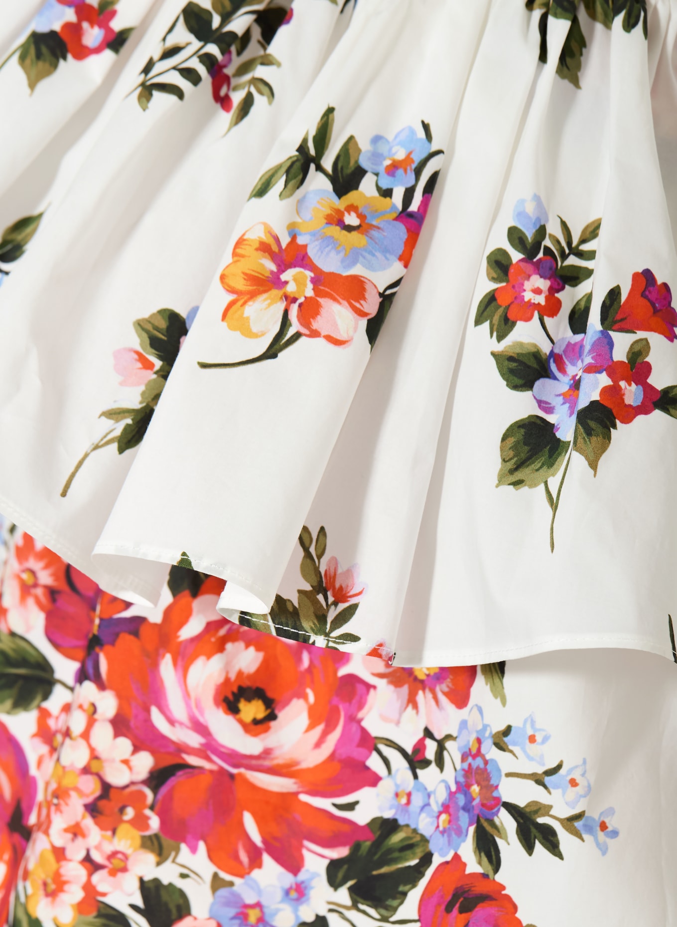 DOLCE & GABBANA Blusentop mit Volants: ECRU / ROT / GRÜN