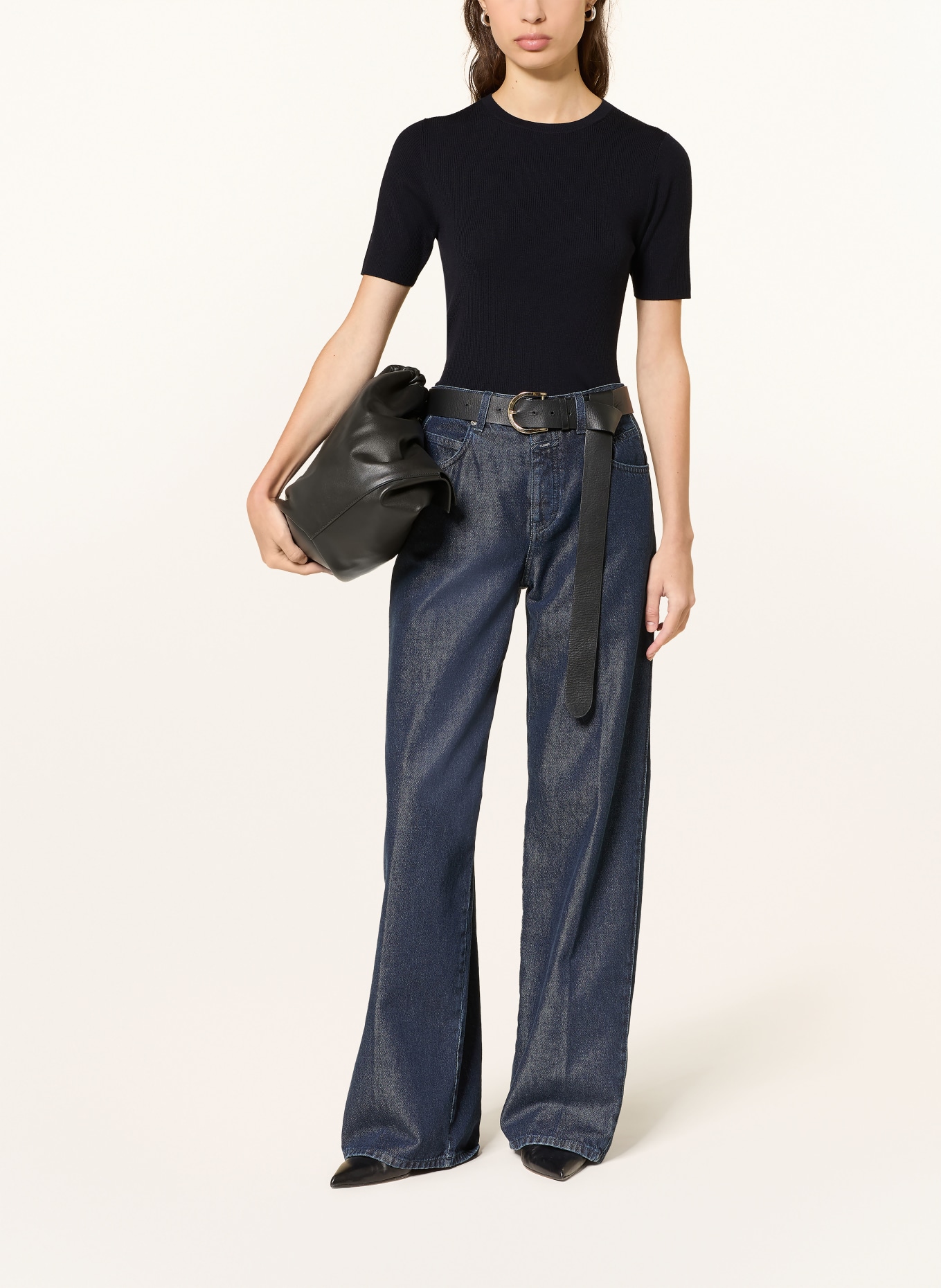 ALLUDE koszulka z dzianiny: GRANATOWY