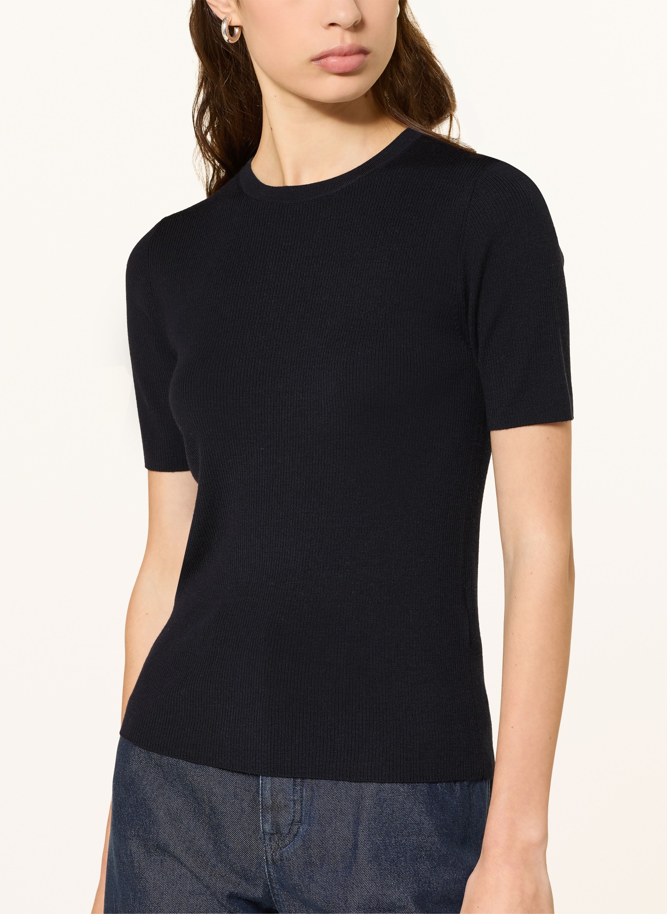 ALLUDE koszulka z dzianiny: GRANATOWY