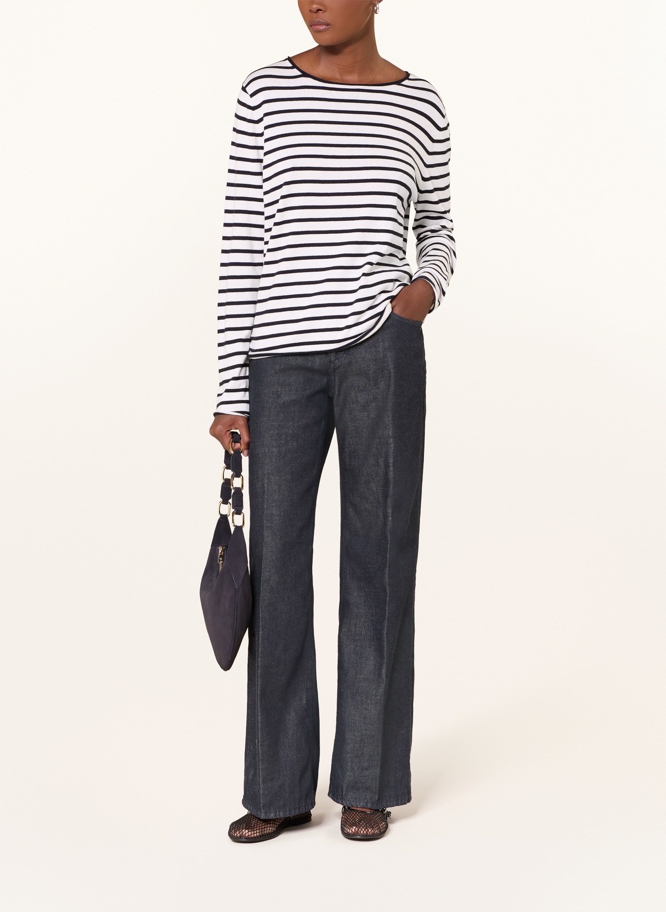 ALLUDE sweater: WHITE / BLACK