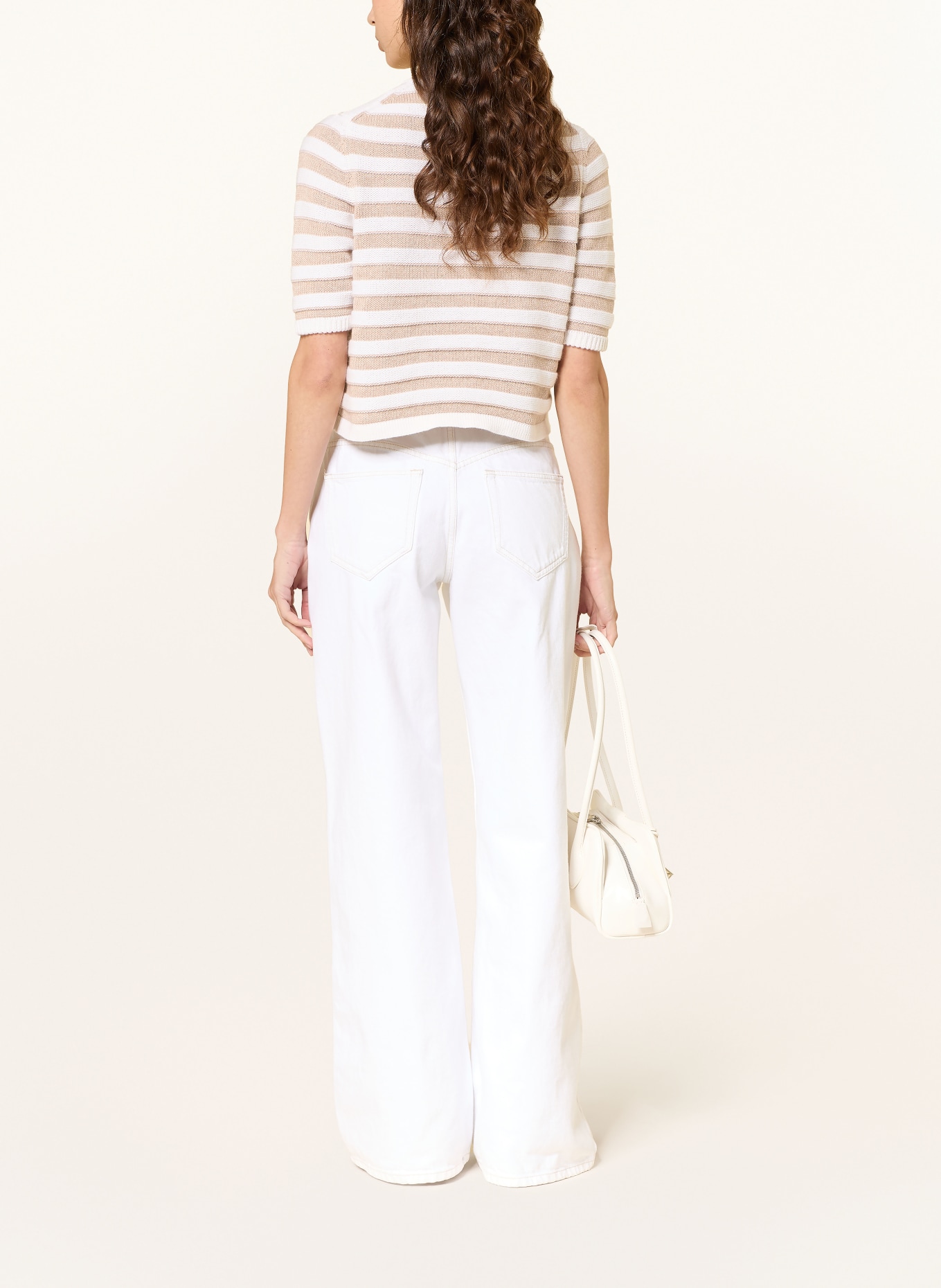 ALLUDE Svetr s kašmírem: BÍLÁ / BÉŽOVÁ