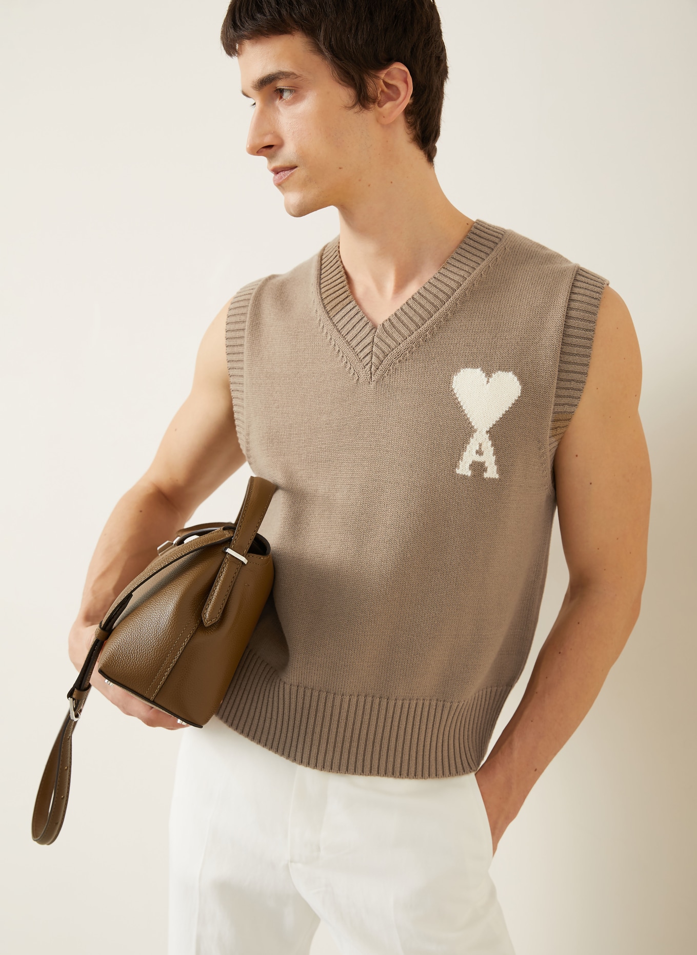 AMI PARIS Pullunder: BEIGE / ECRU