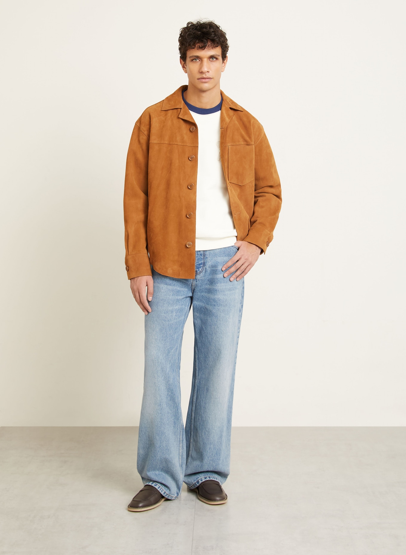 AMI PARIS Leder-Overjacket: COGNAC