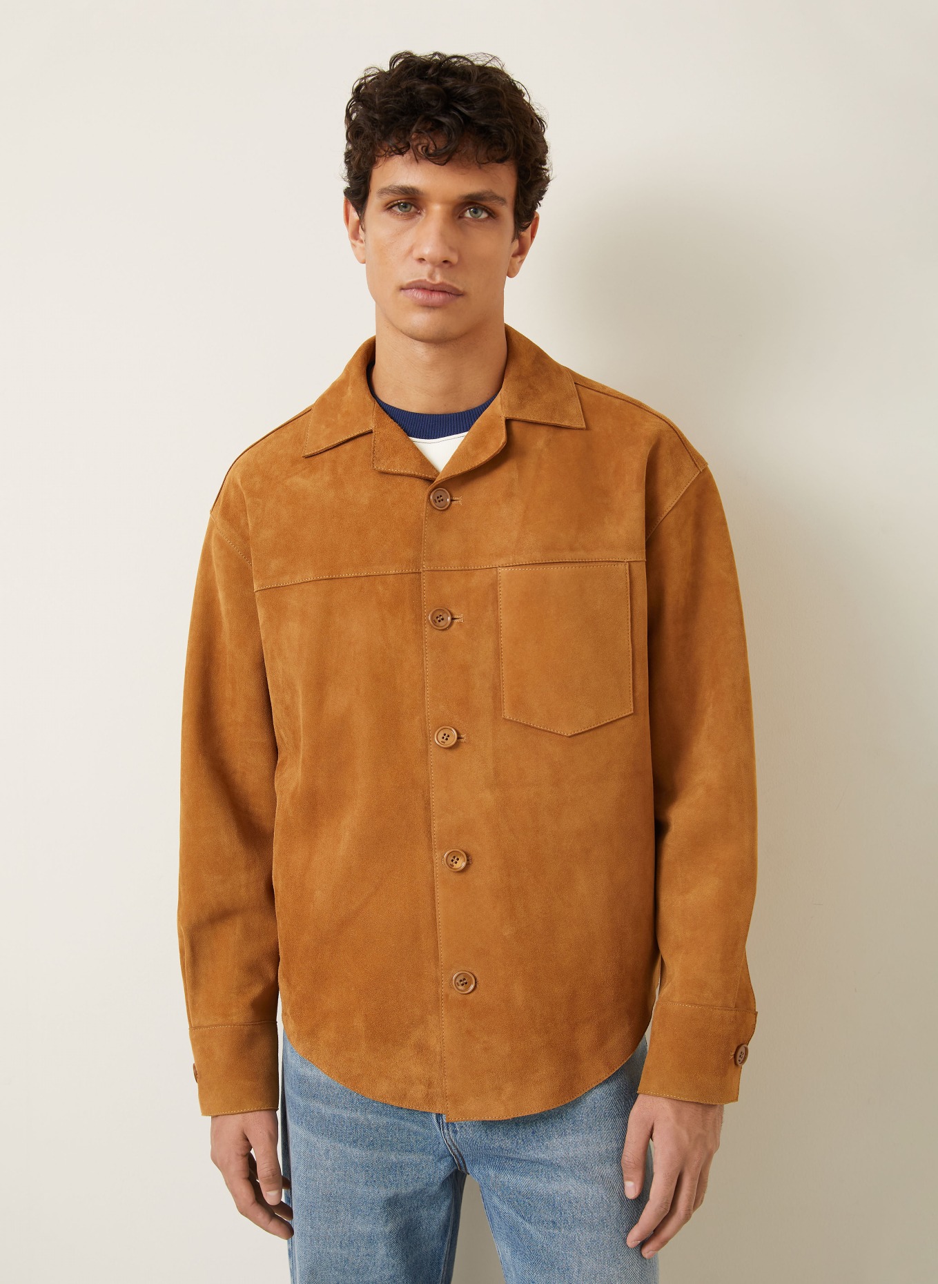 AMI PARIS Leder-Overjacket: COGNAC