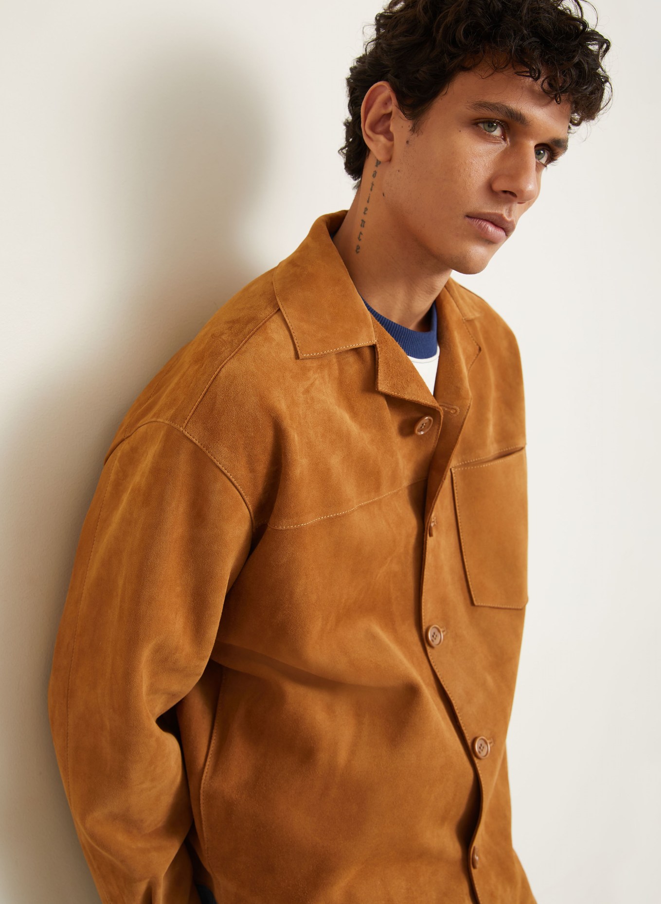 AMI PARIS Leder-Overjacket: COGNAC