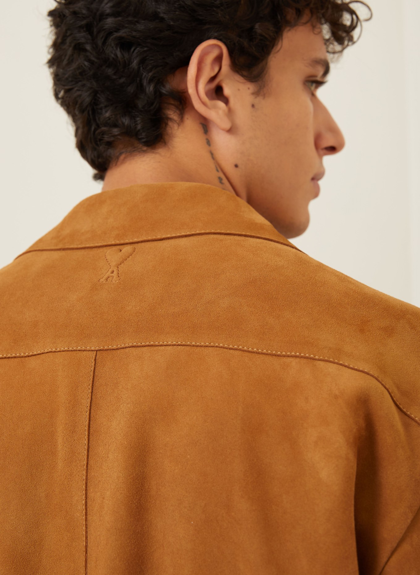 AMI PARIS Leder-Overjacket: COGNAC
