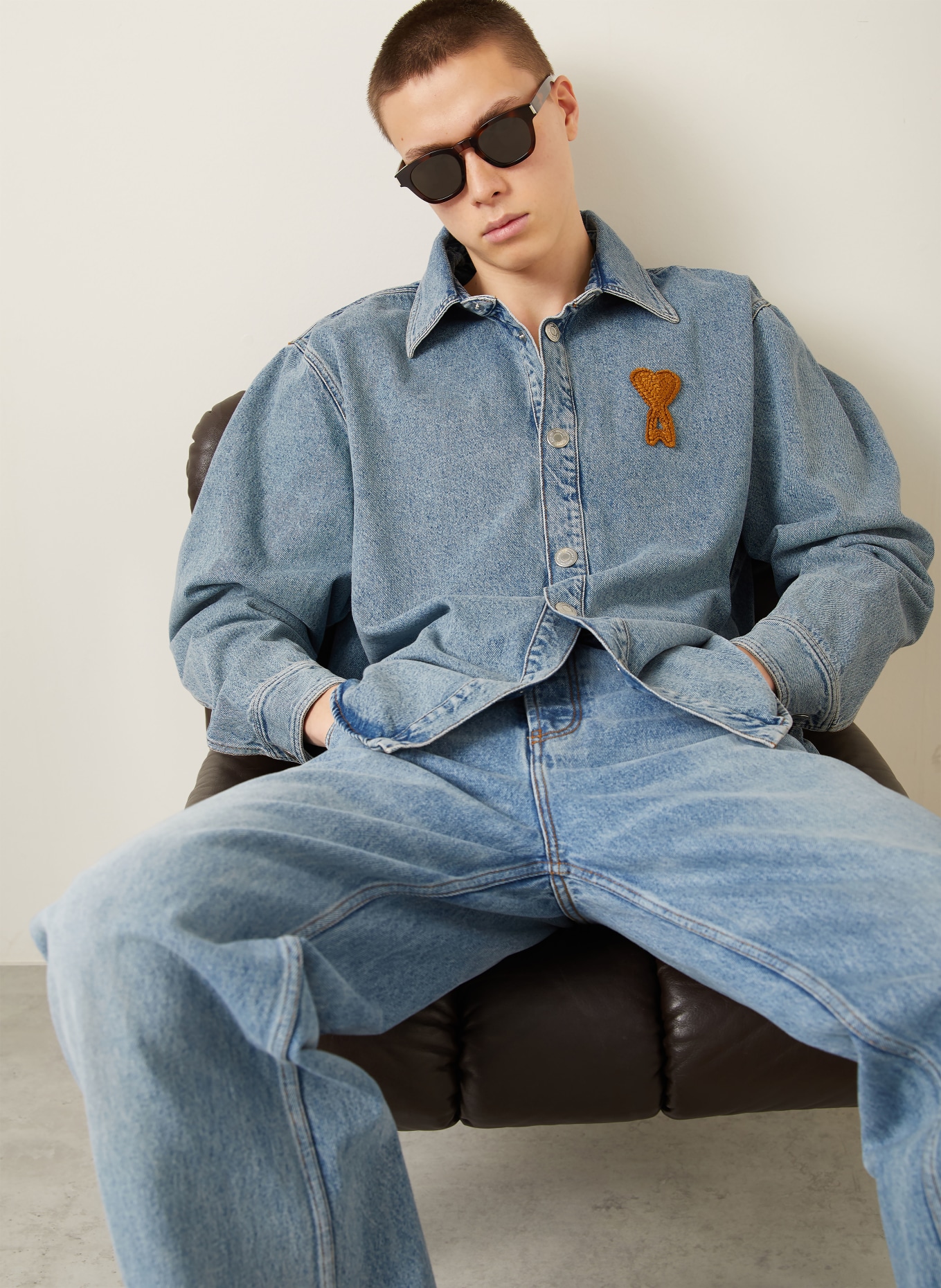 AMI PARIS Jeans-Overjacket: HELLBLAU