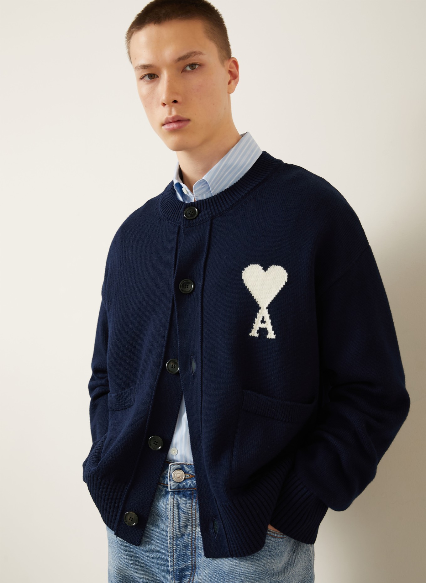 AMI PARIS Strickjacke: DUNKELBLAU