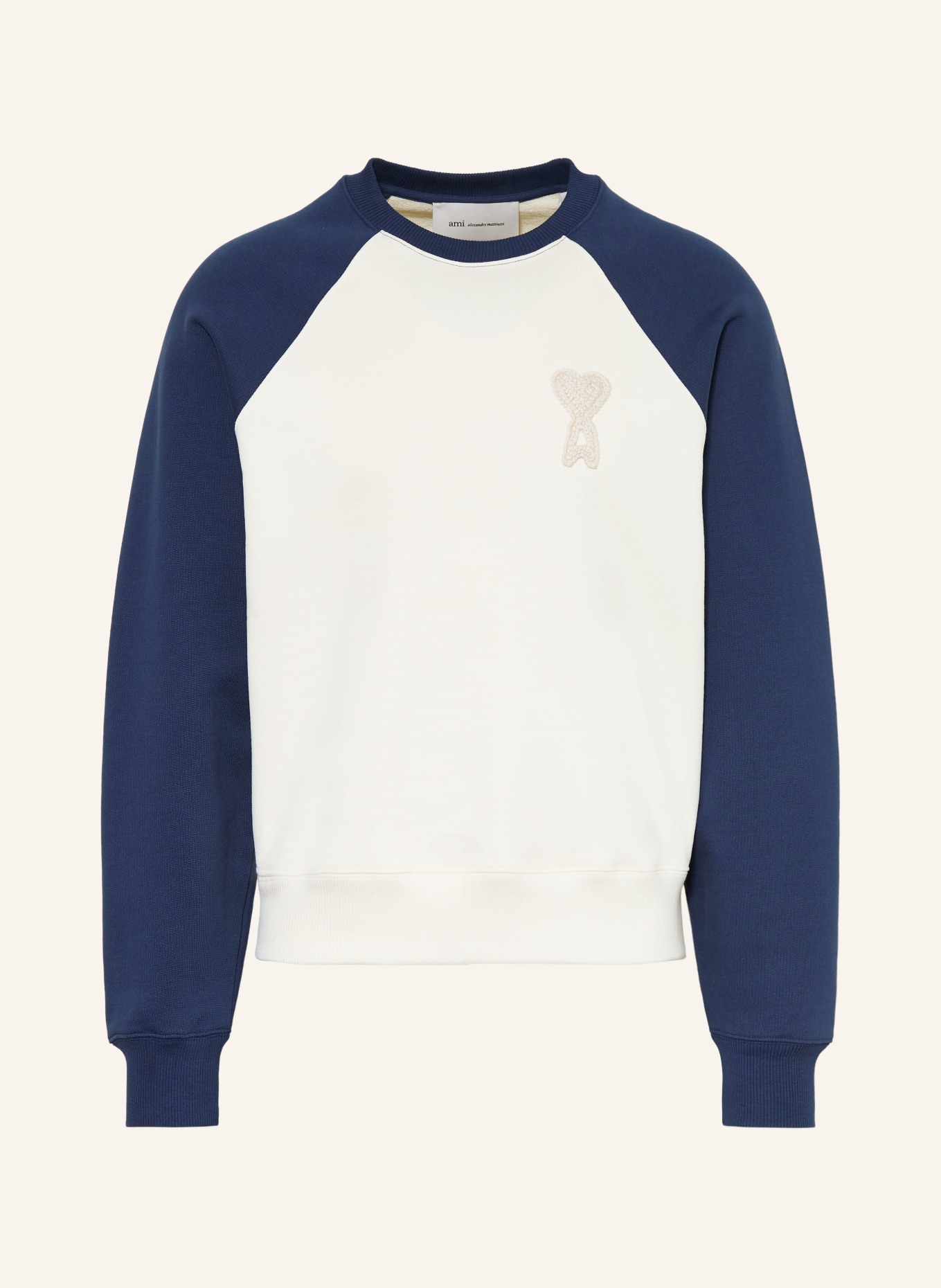 AMI PARIS Sweatshirt: CREME / DUNKELBLAU