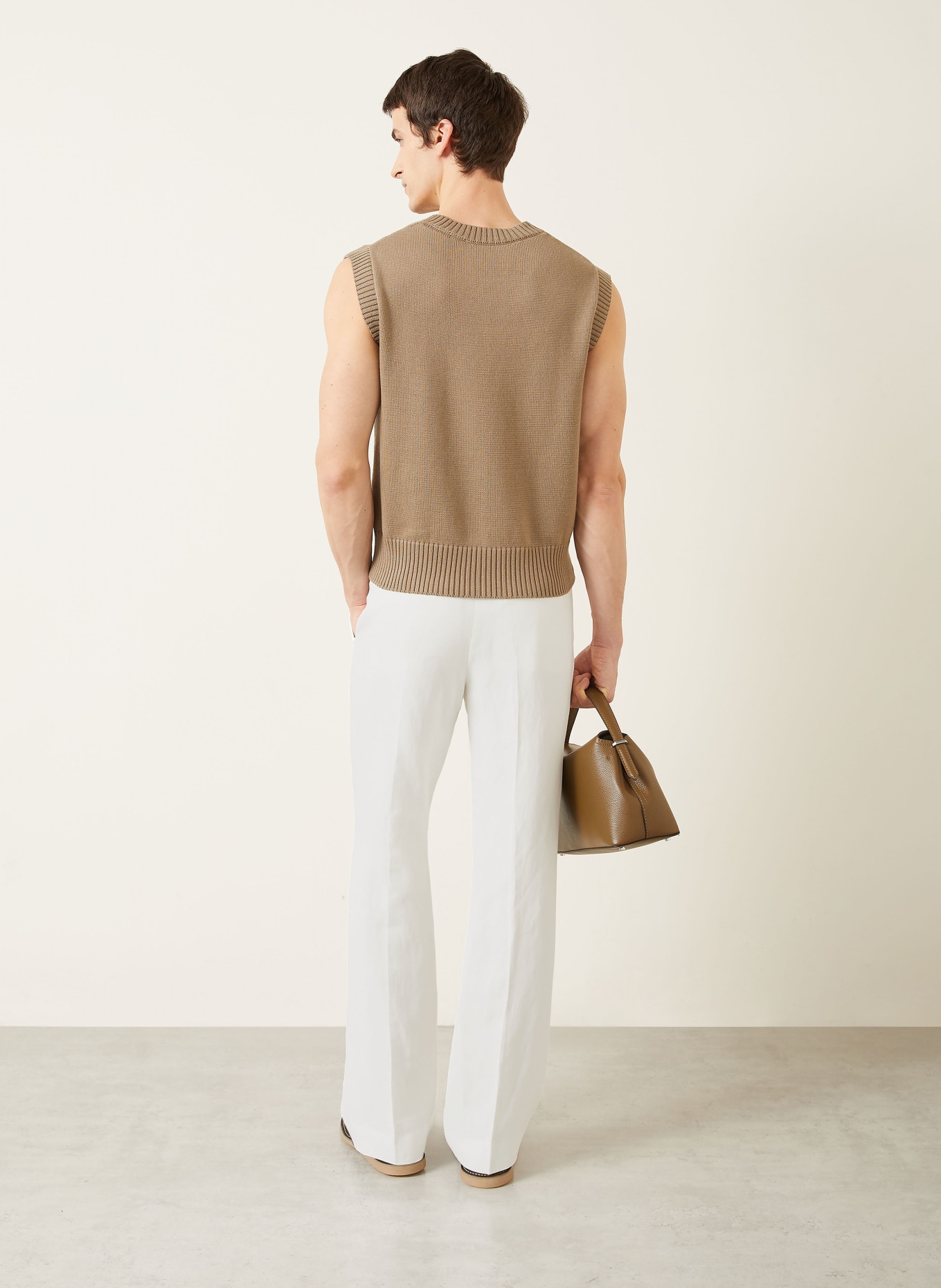 AMI PARIS Pantalon coupe classique avec lin: ÉCRU