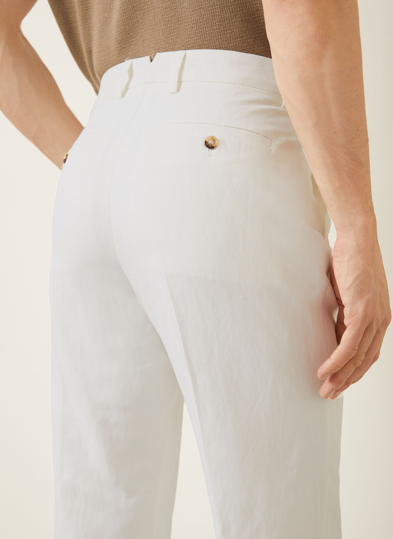 AMI PARIS Pantalon coupe classique avec lin: ÉCRU