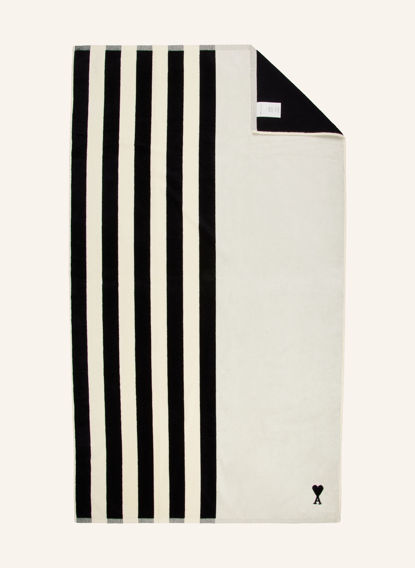 AMI PARIS Serviette de douche LITTLE AMI DE COEUR: NOIR / BLANC