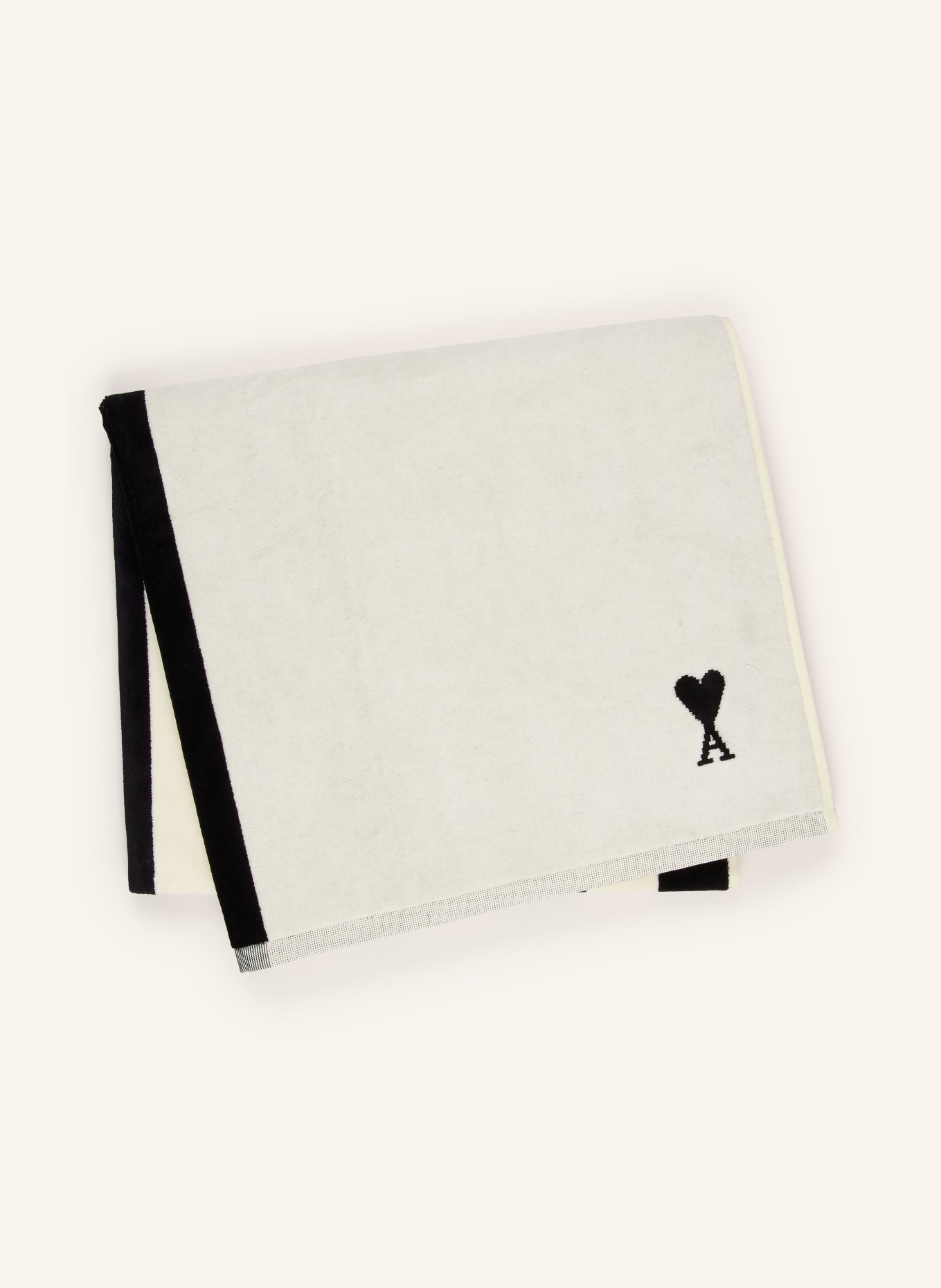 AMI PARIS Serviette de douche LITTLE AMI DE COEUR: NOIR / BLANC