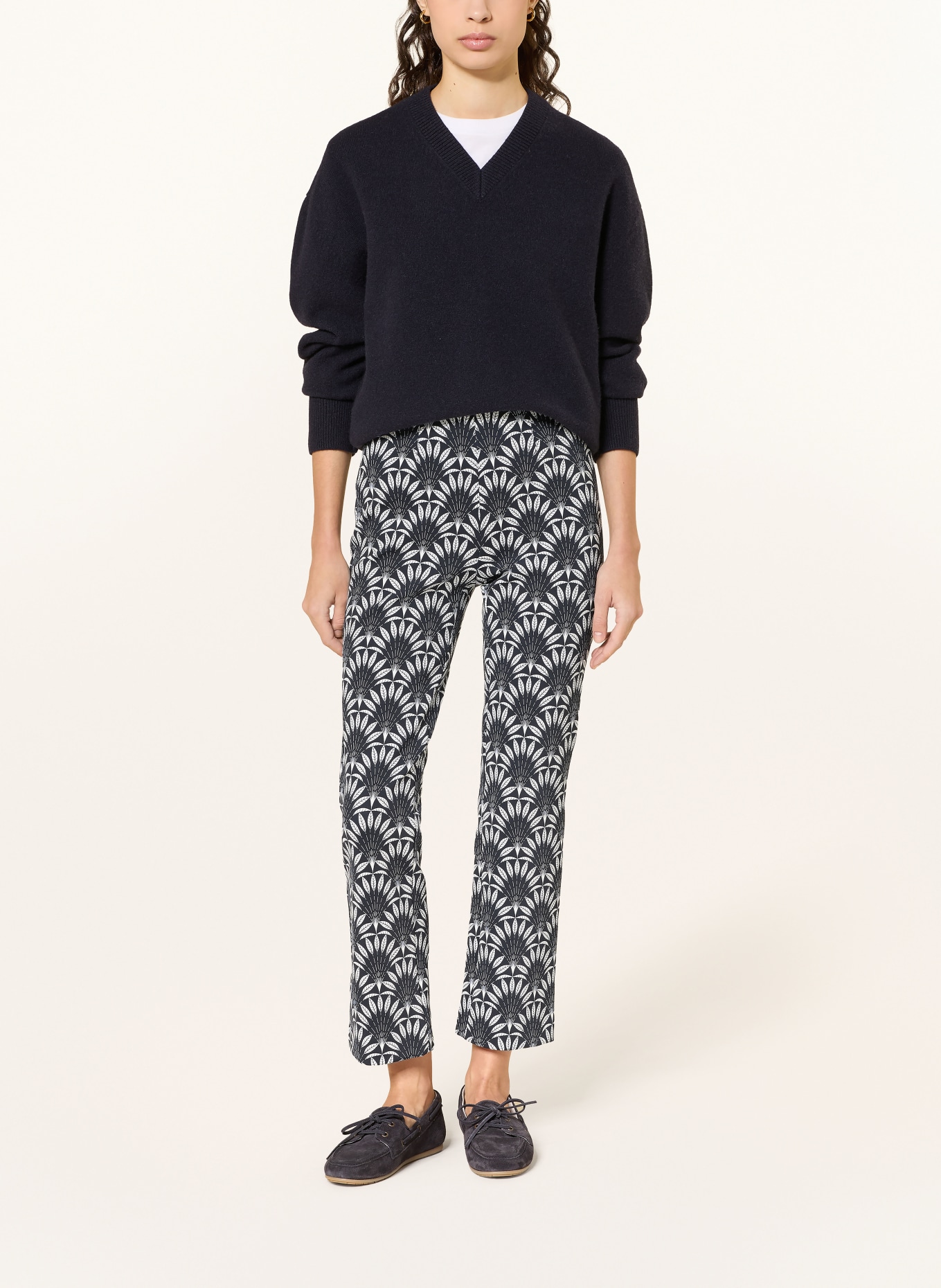 SEDUCTIVE 7/8-Hose CINDY aus Jersey: DUNKELBLAU / WEISS