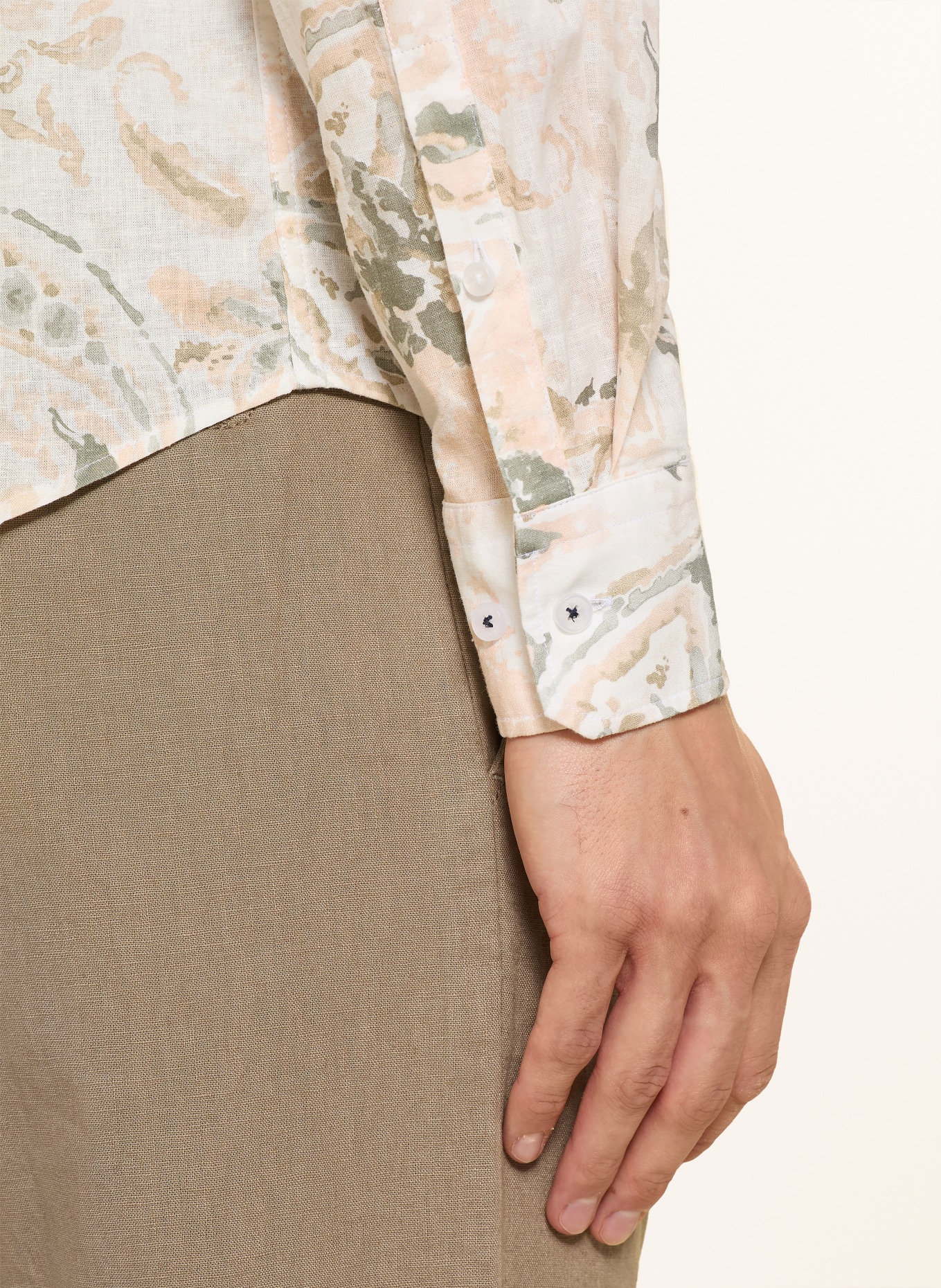 JOOP! PAI Slim Fit Shirt with Linen: SALMON / ECRU / GRAY