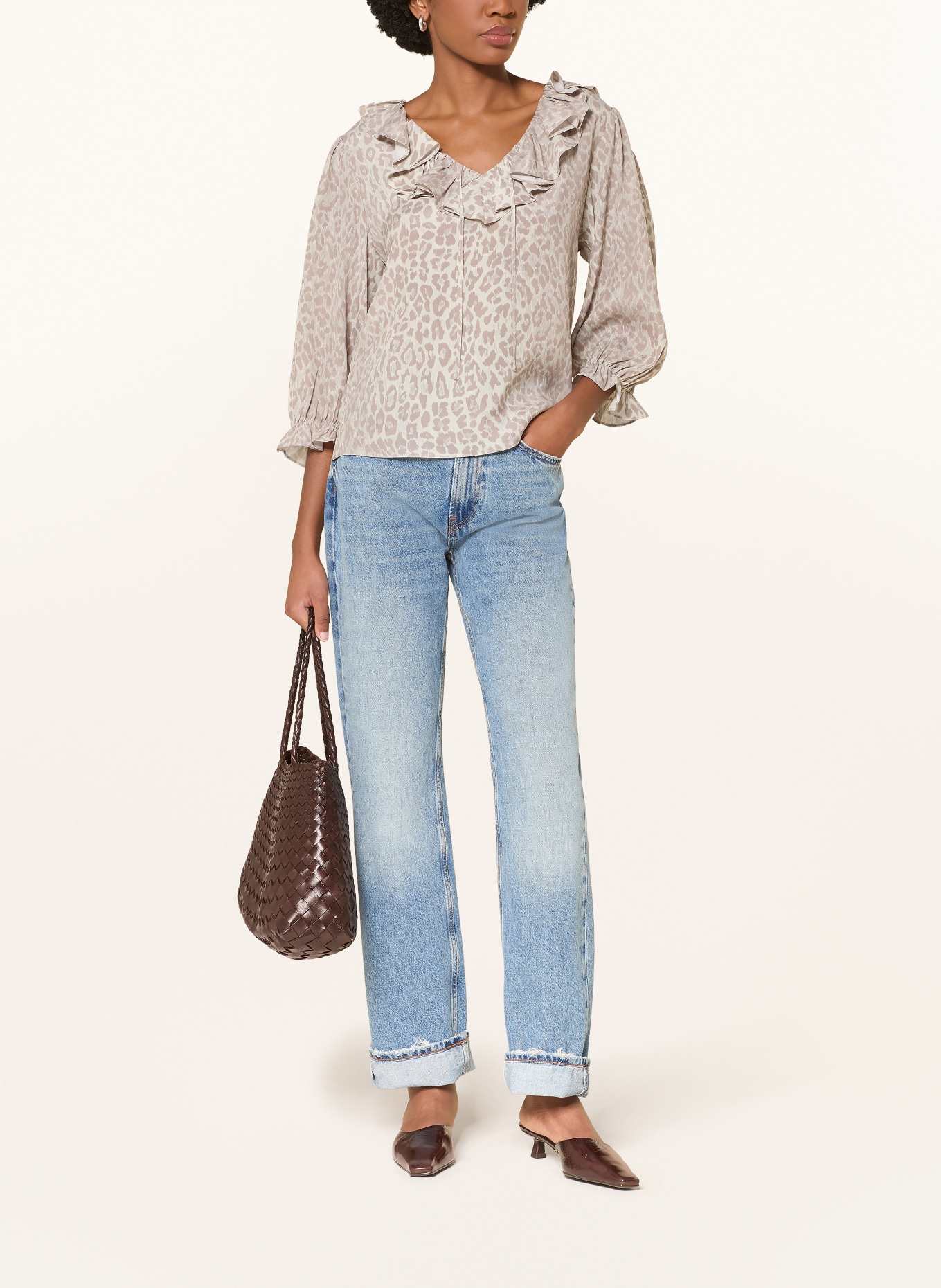 Alcidia da Veiga Blusenshirt mit Seide und 3/4-Arm: TAUPE / GRAU