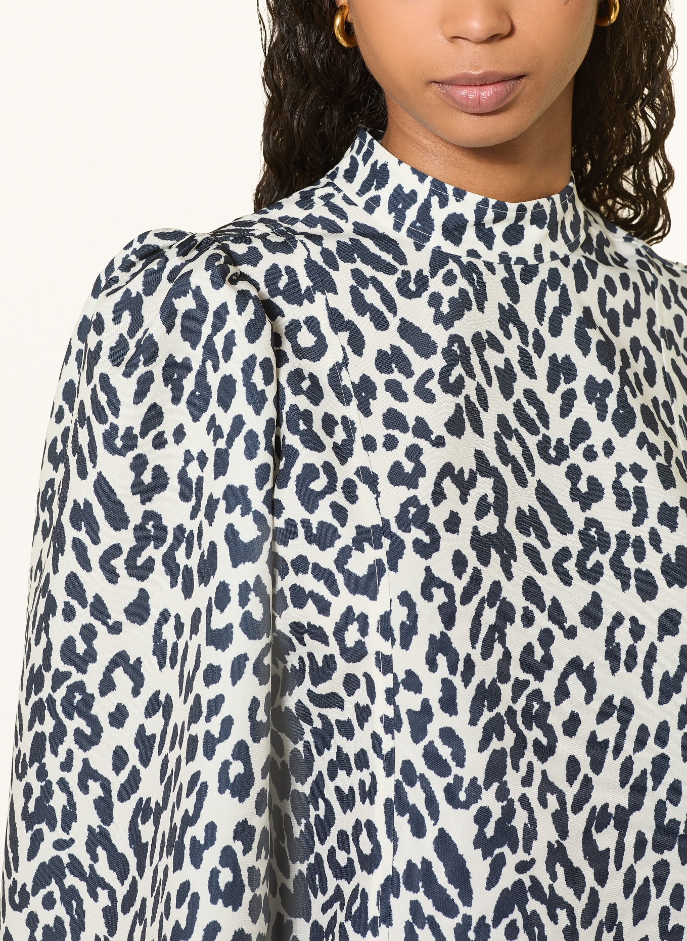 Alcidia da Veiga Blouse shirt with 3/4 sleeves: CREAM / DARK BLUE