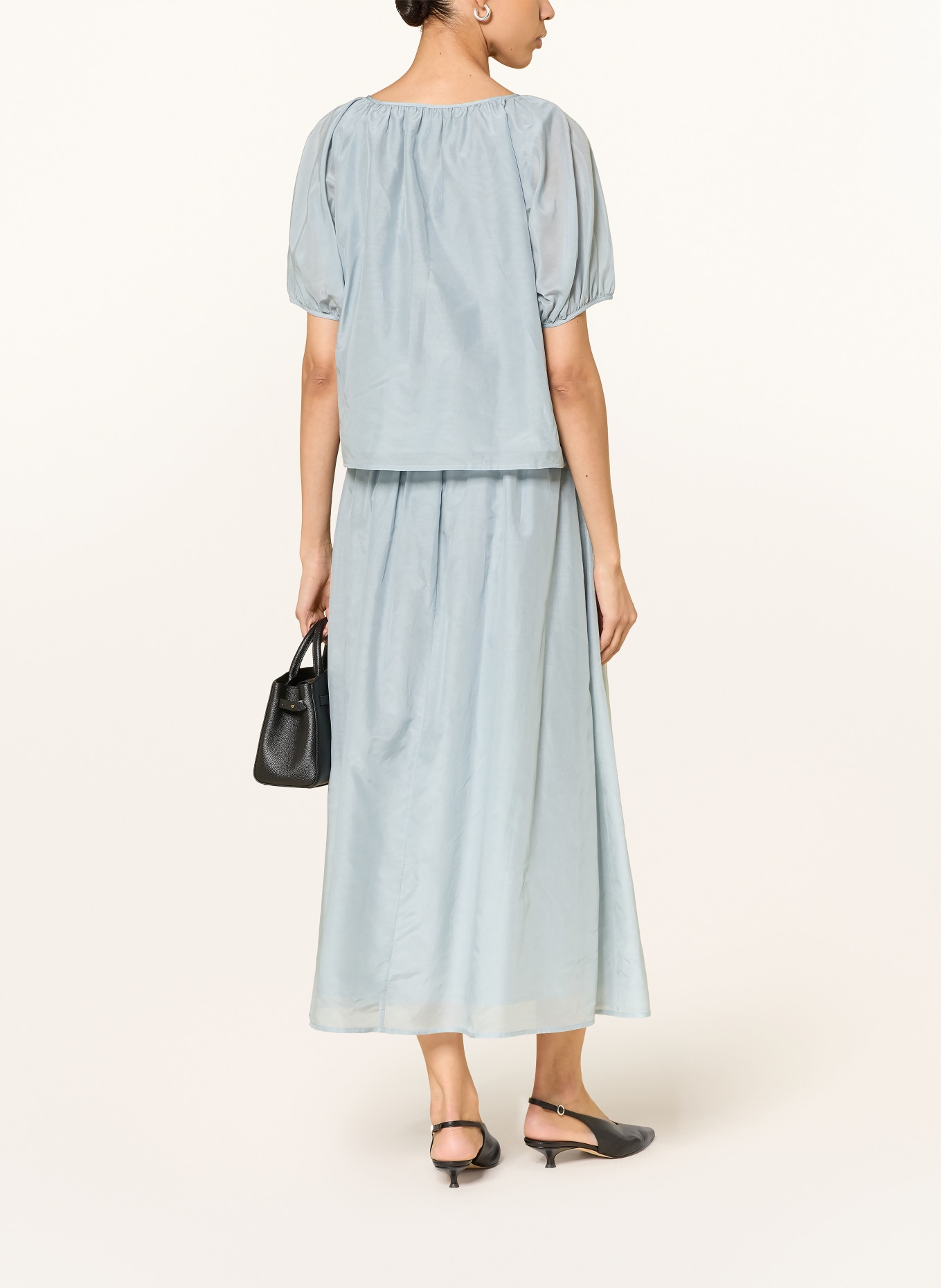 Alcidia da Veiga Blouse shirt with silk: BLUE GRAY