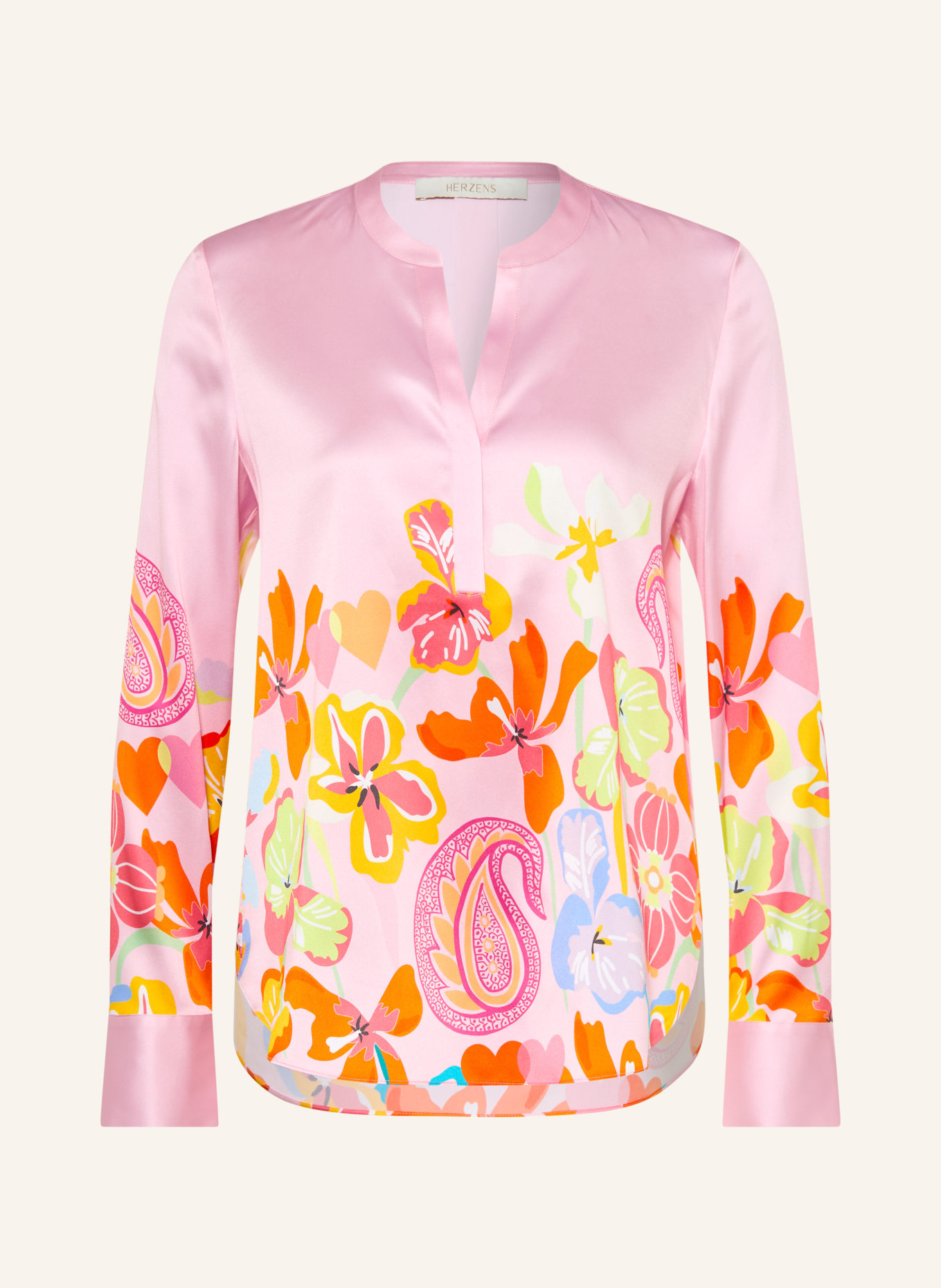 HERZENS Hedvábná halenka: RŮŽOVÁ / ORANŽOVÁ / ŽLUTÁ